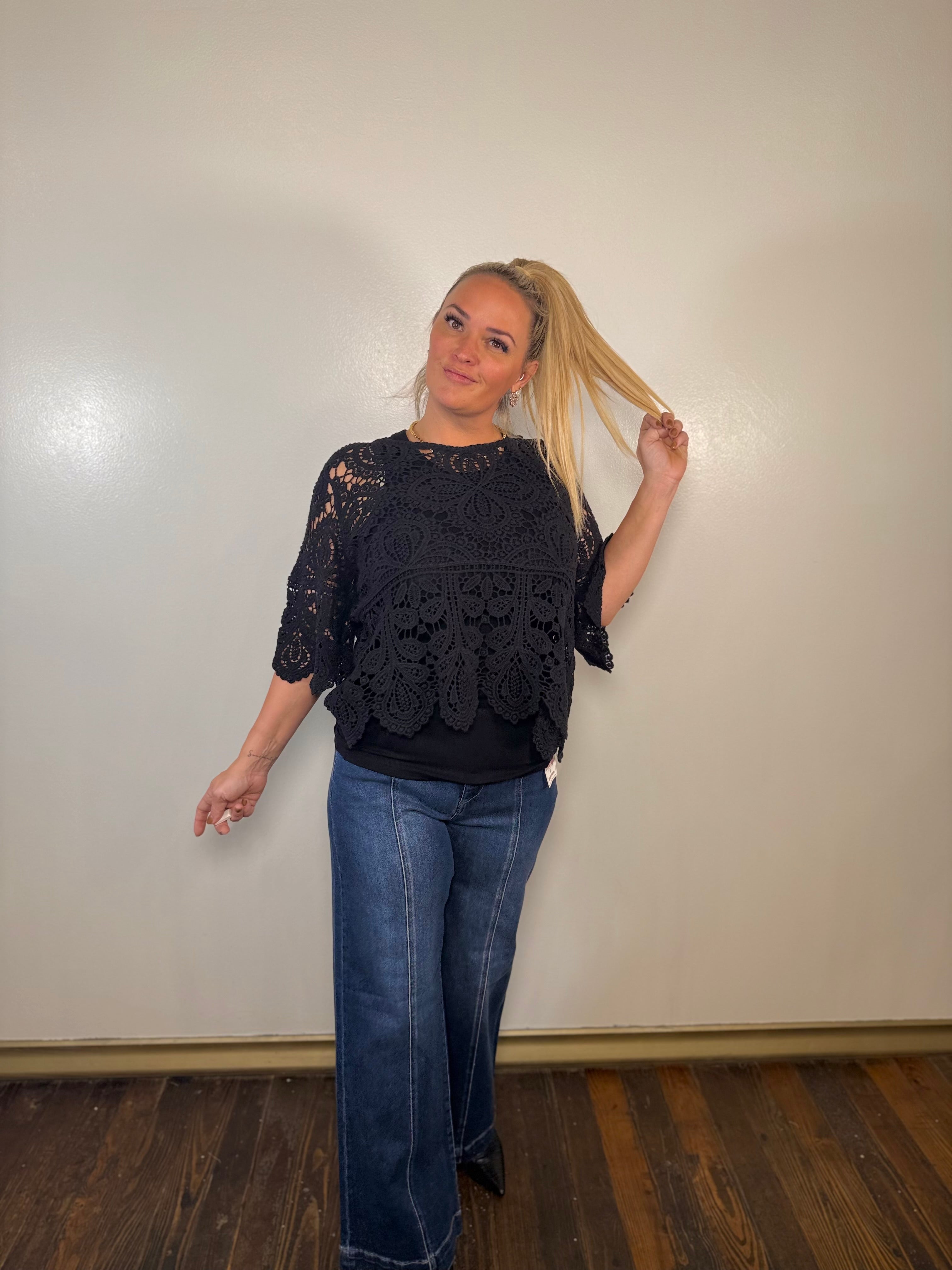 Mid Rise Fit Wide Leg Wide Hem Jeans | Risen Jeans | PLUS SIZE AVAILABLE