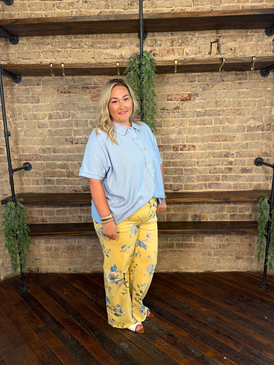 PLUS SIZE | Waffle Knit Button Down Top