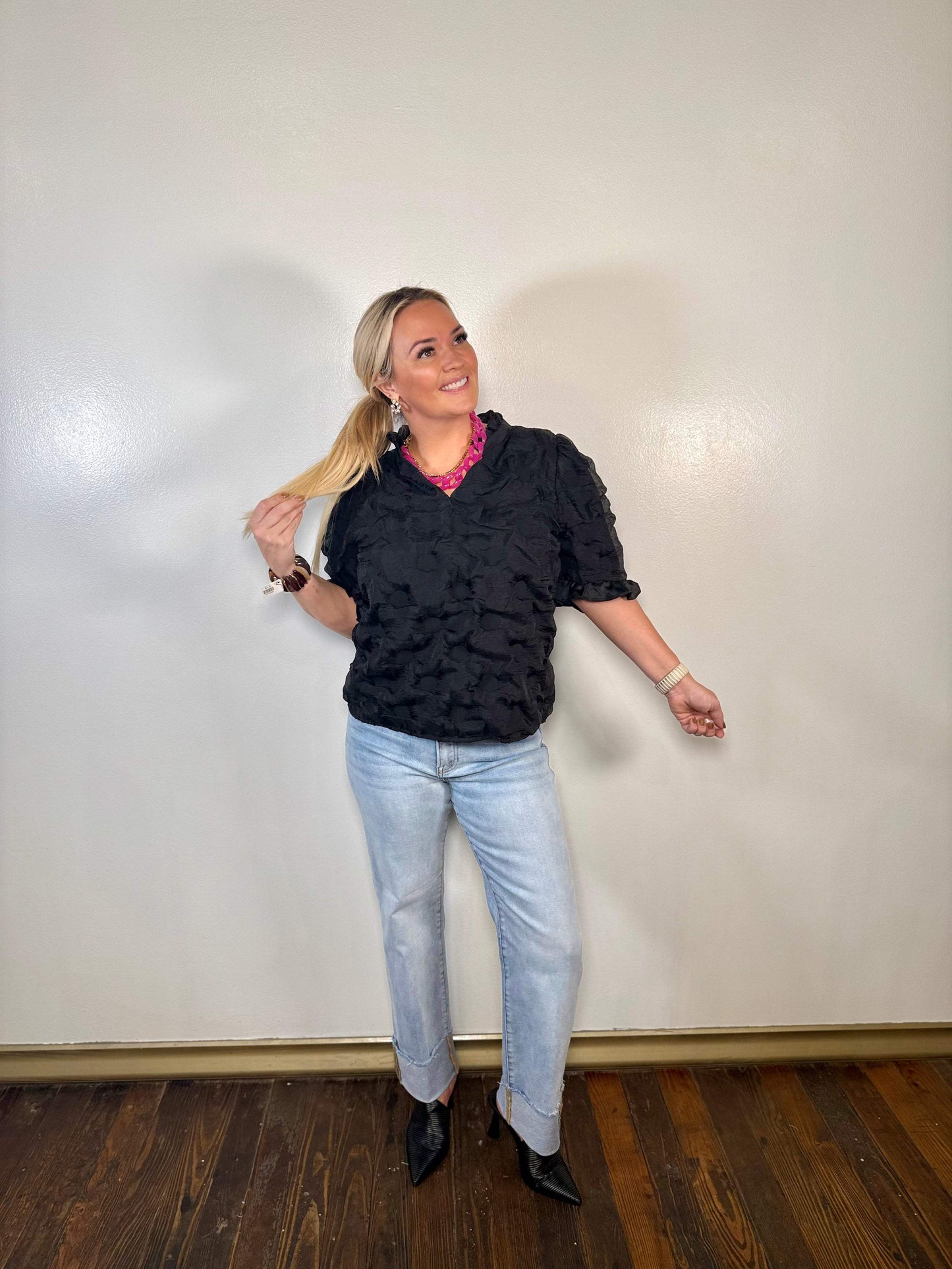 High Rise Straight Cuffed Relaxed Jeans | Risen Jeans | PLUS SIZE AVAILABLE