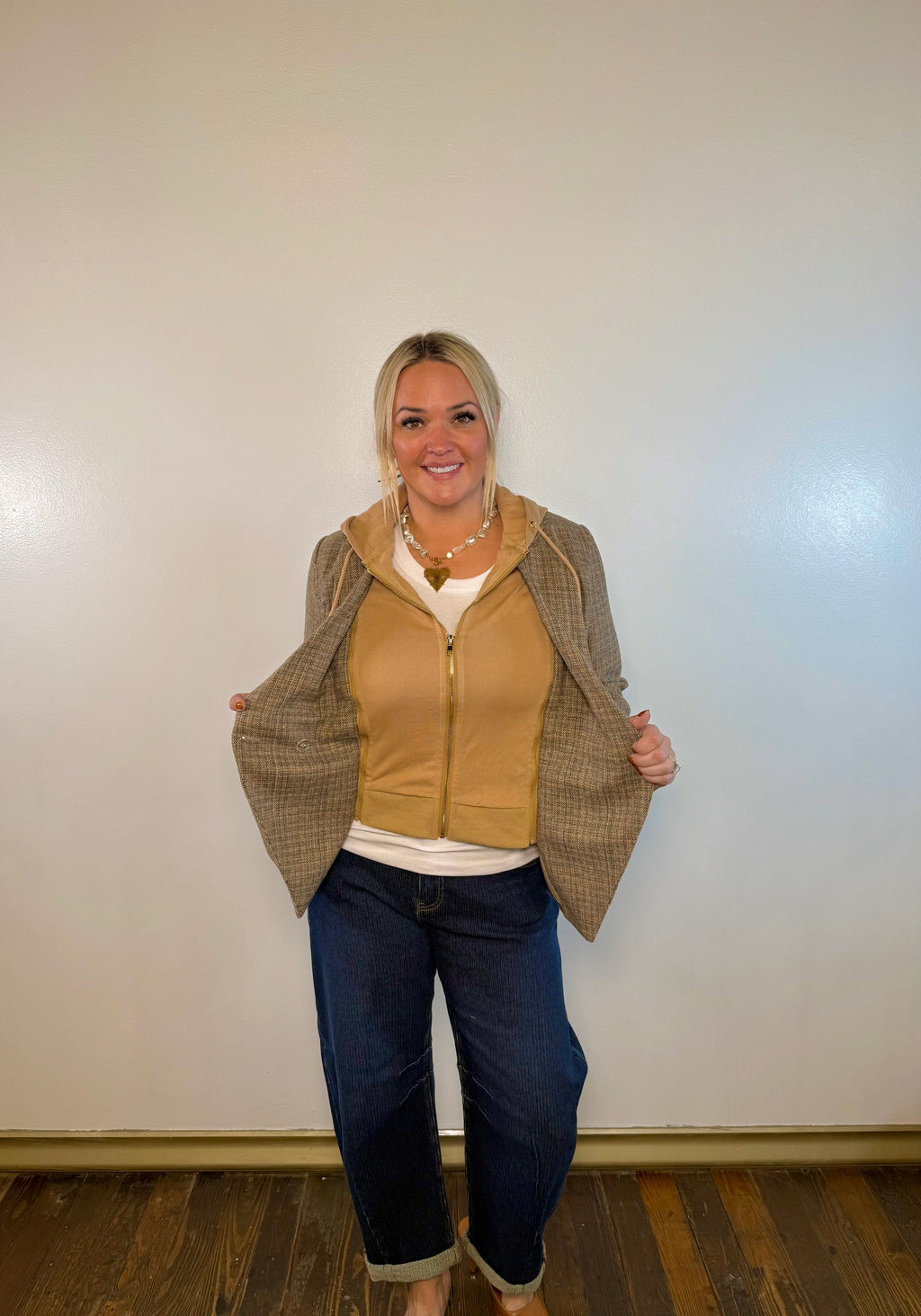 Herringbone Hoodie Blazer