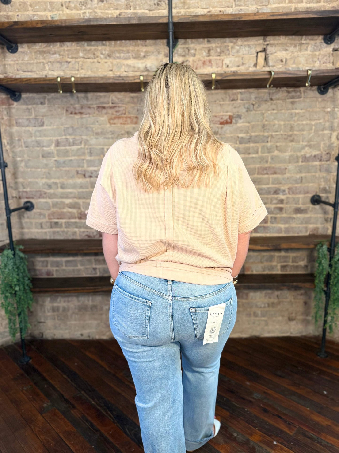 PLUS SIZE | Waffle Knit Button Down Top