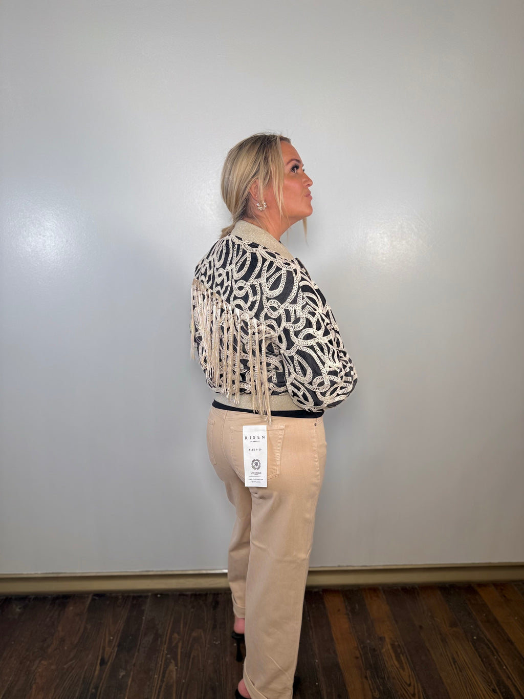 Pattern Weave Zip-Up Bomber