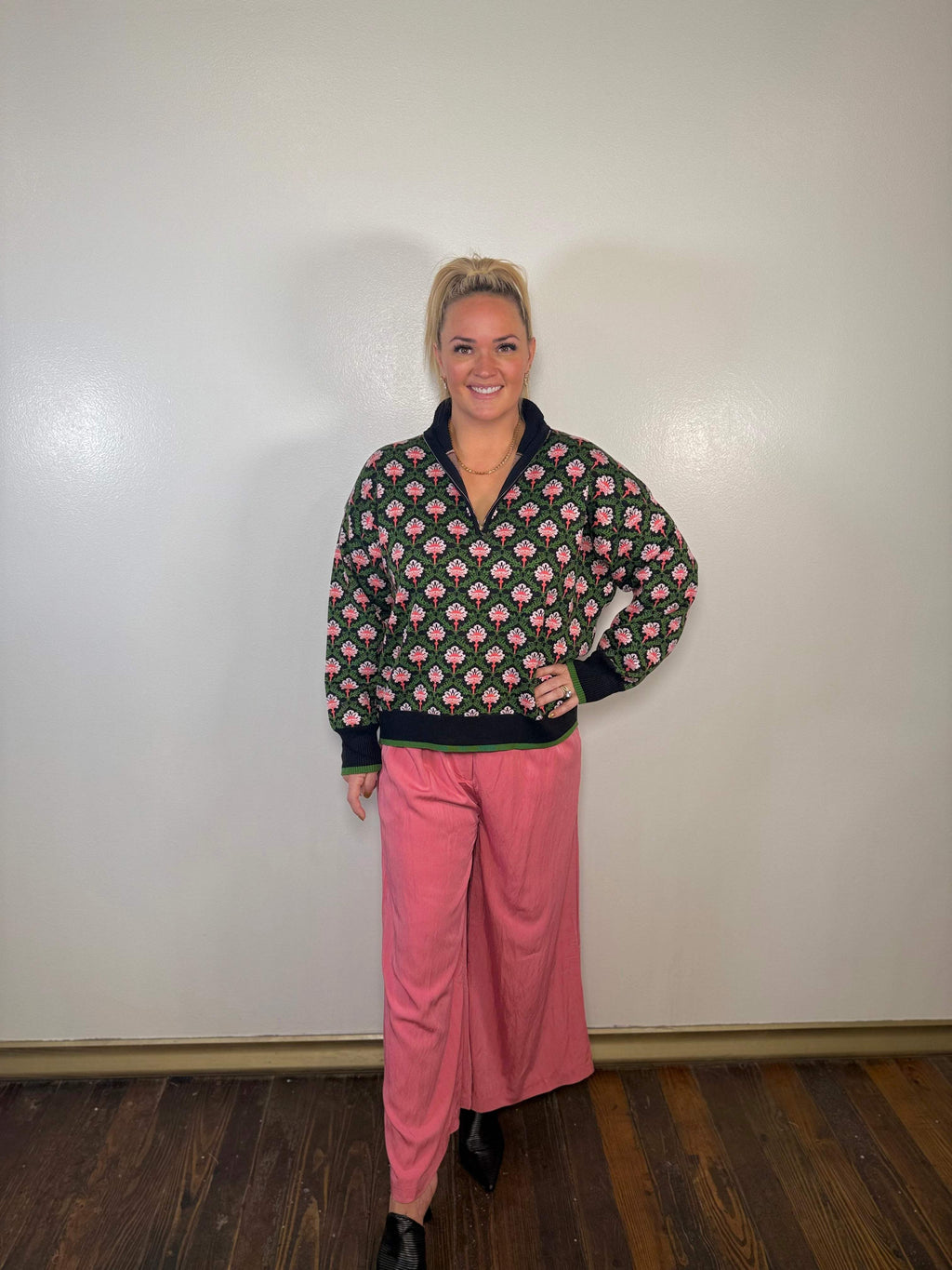 Pleated Wide Leg Trousers