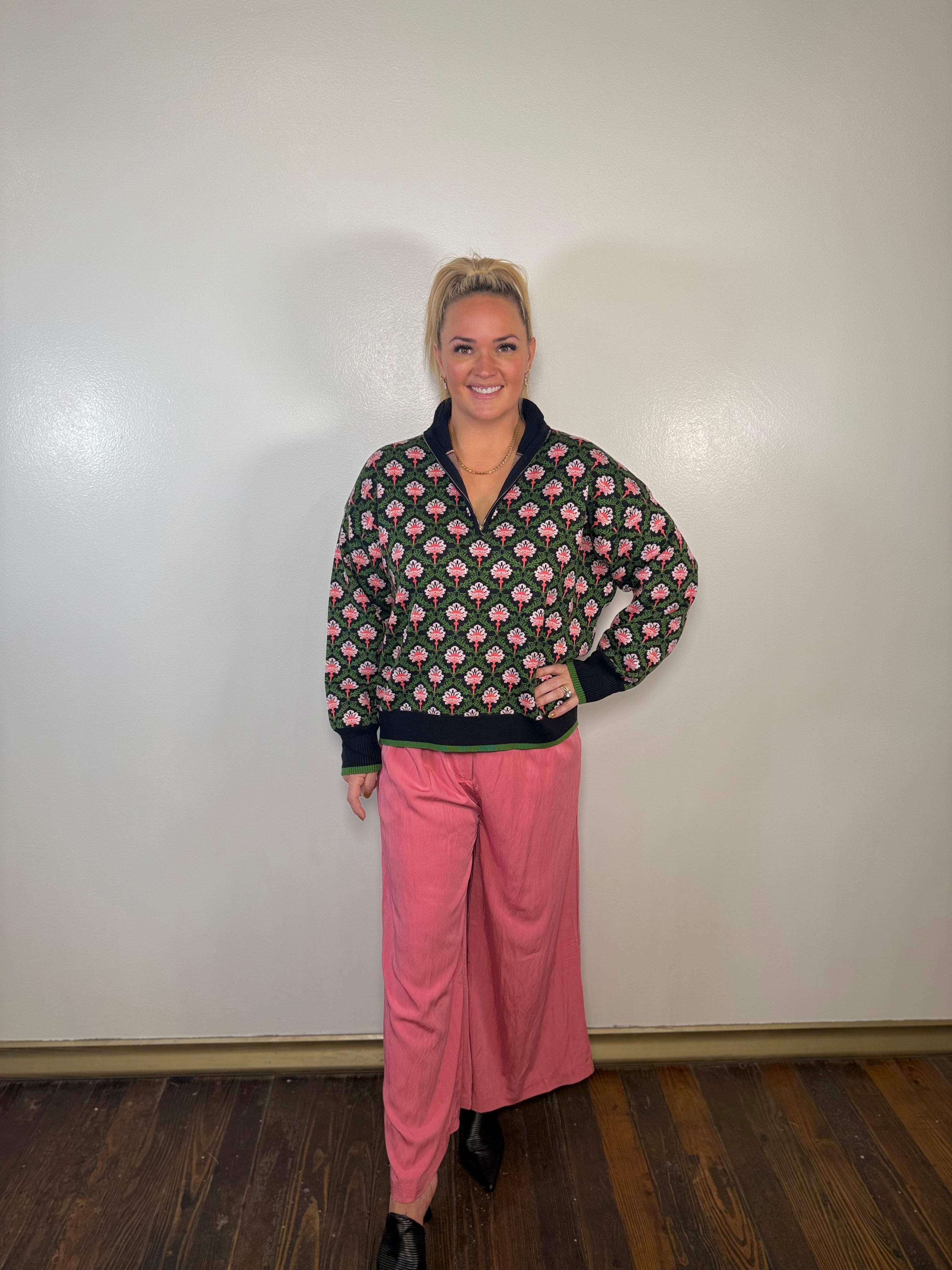Pleated Wide Leg Trousers