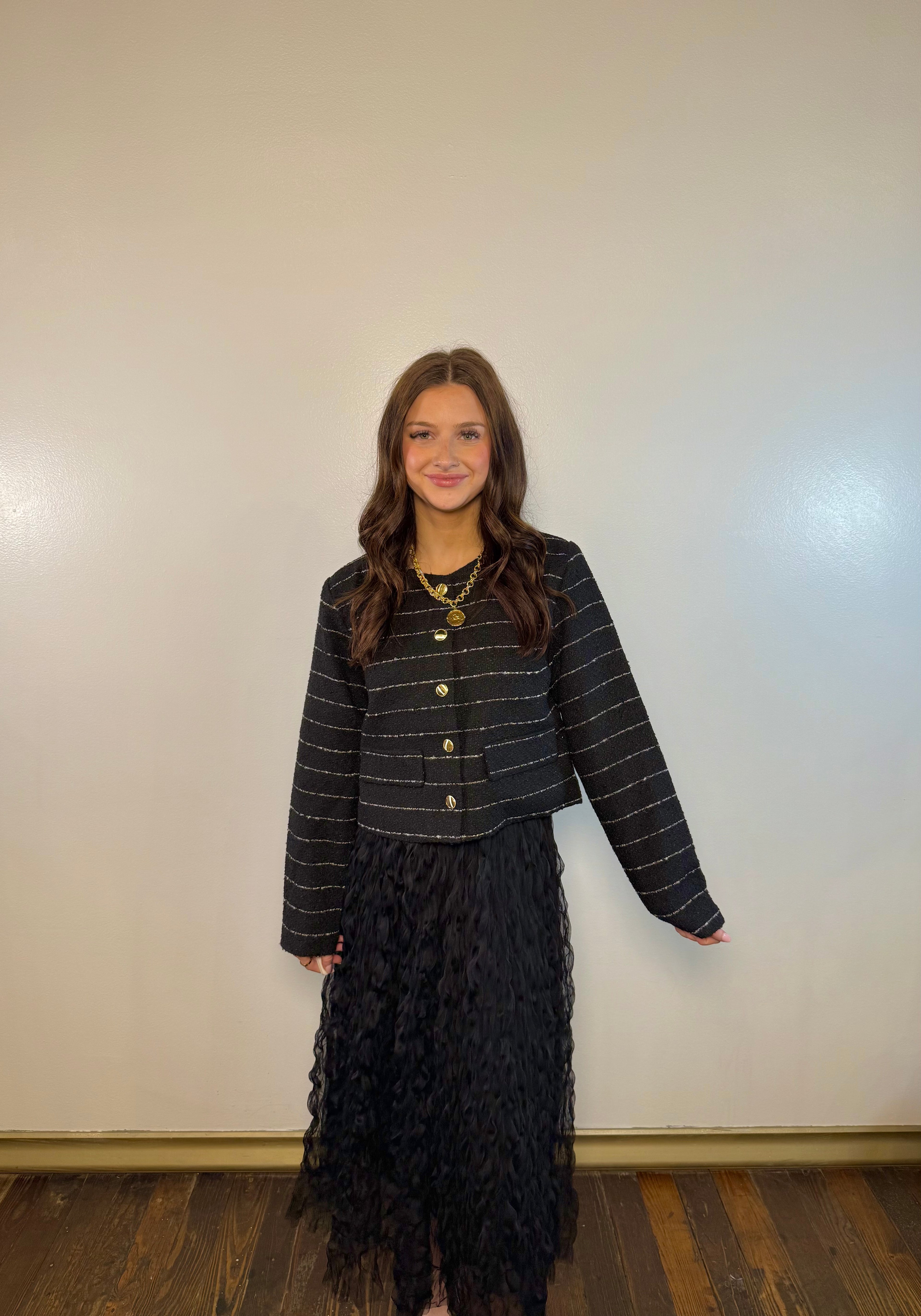 Harmony Black Fluffy Maxi Skirt