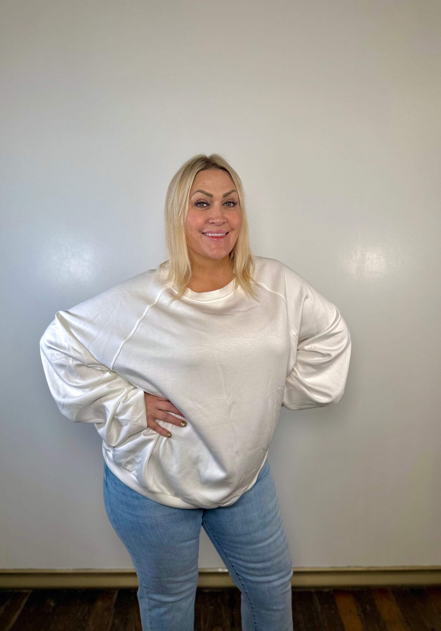 Aisha Round Neck Scuba Sweatshirt | PLUS SIZE AVAILABLE