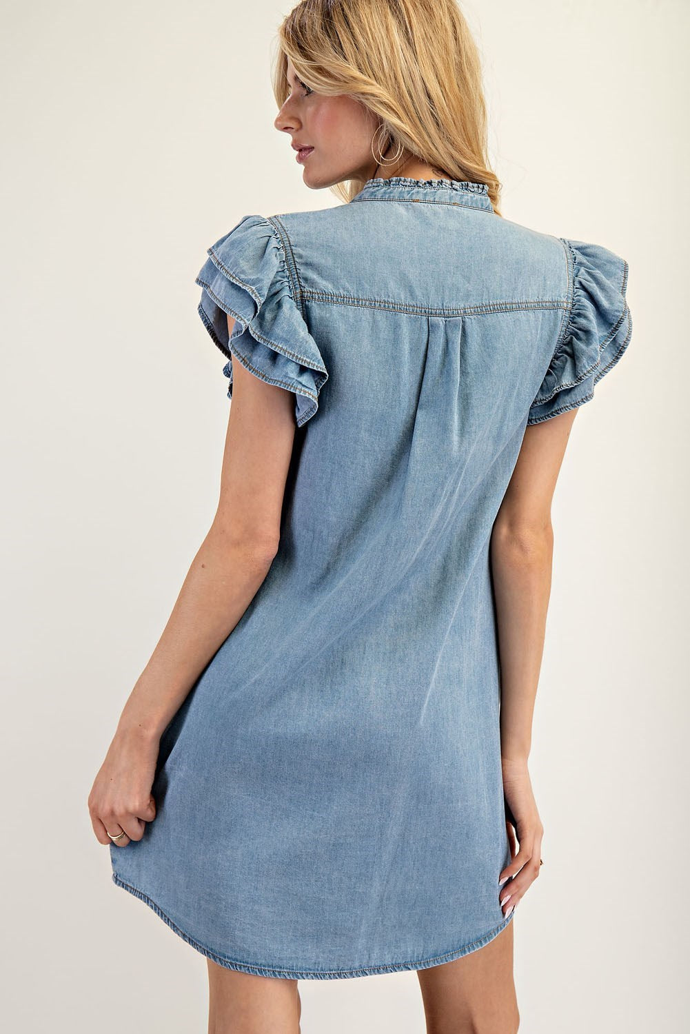 Easy Day Ruffle Denim Mini Dress