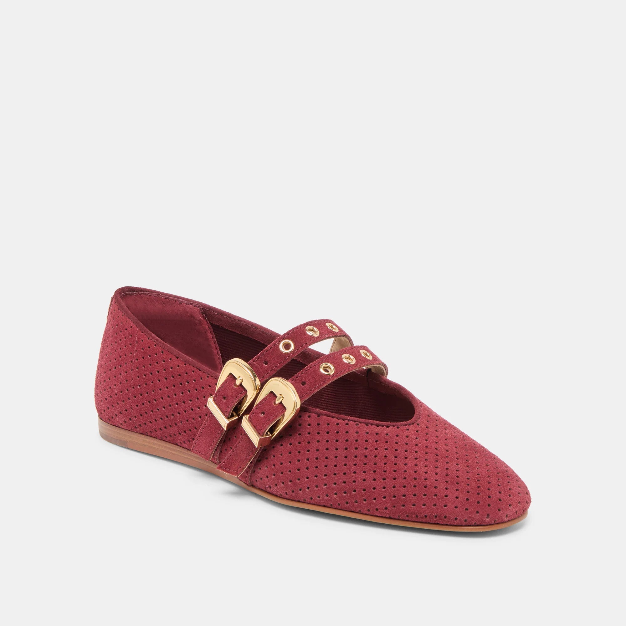 Baylee Perforated Suede Grommet Ballet Flats