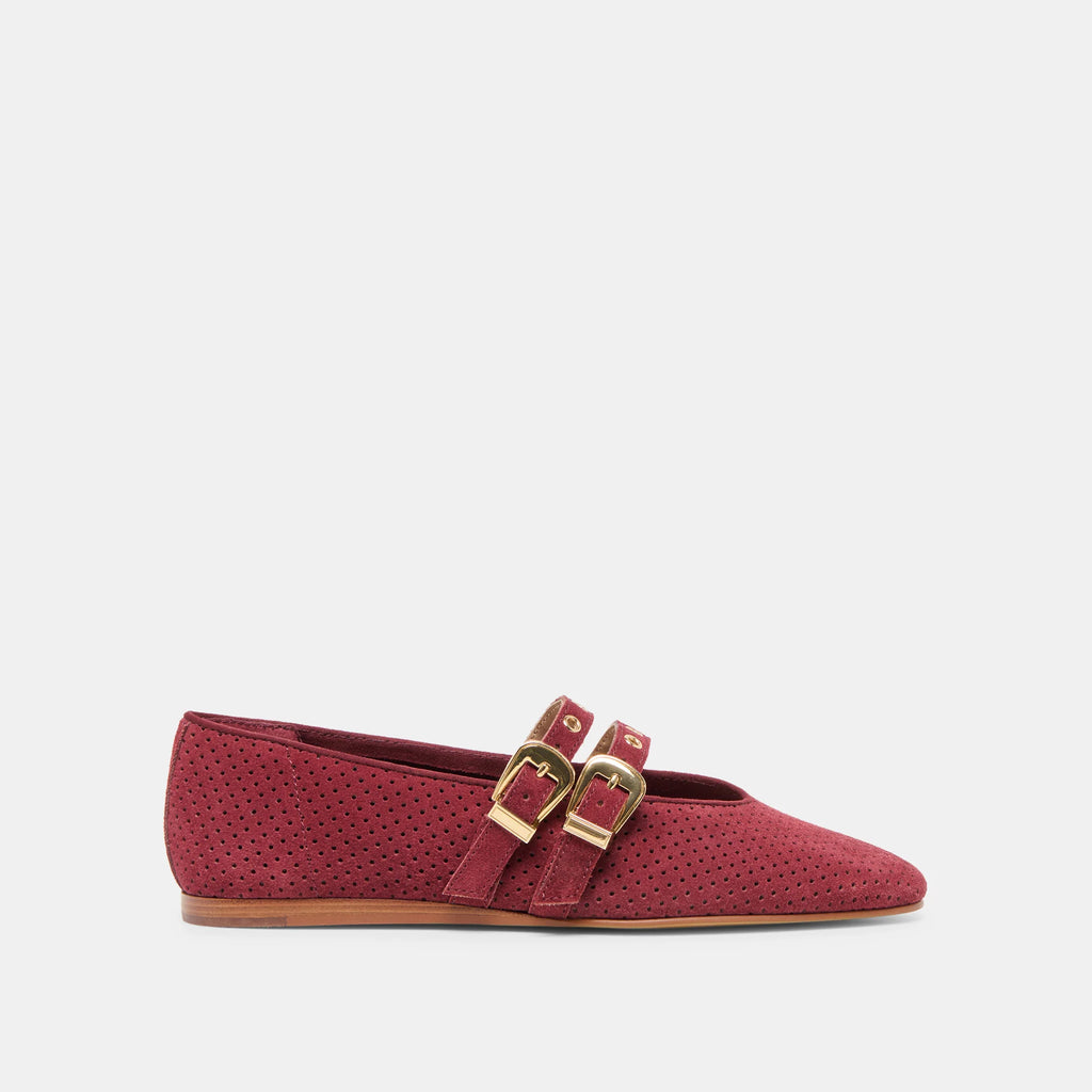 Baylee Perforated Suede Grommet Ballet Flats