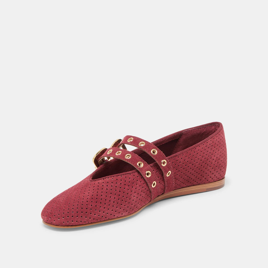 Baylee Perforated Suede Grommet Ballet Flats
