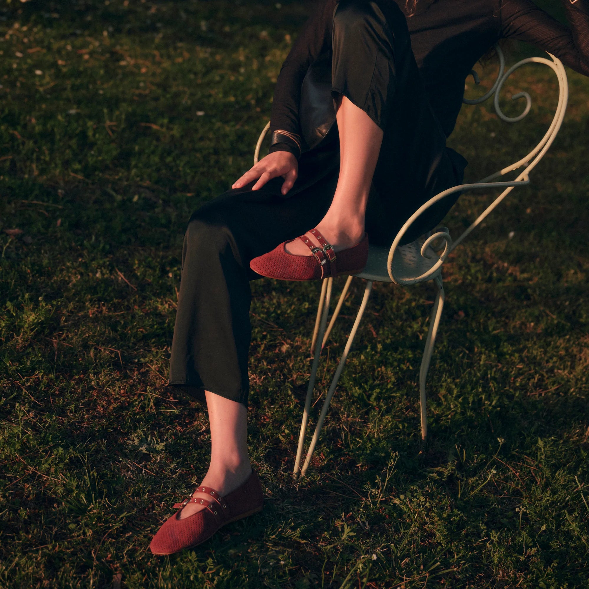 Baylee Perforated Suede Grommet Ballet Flats