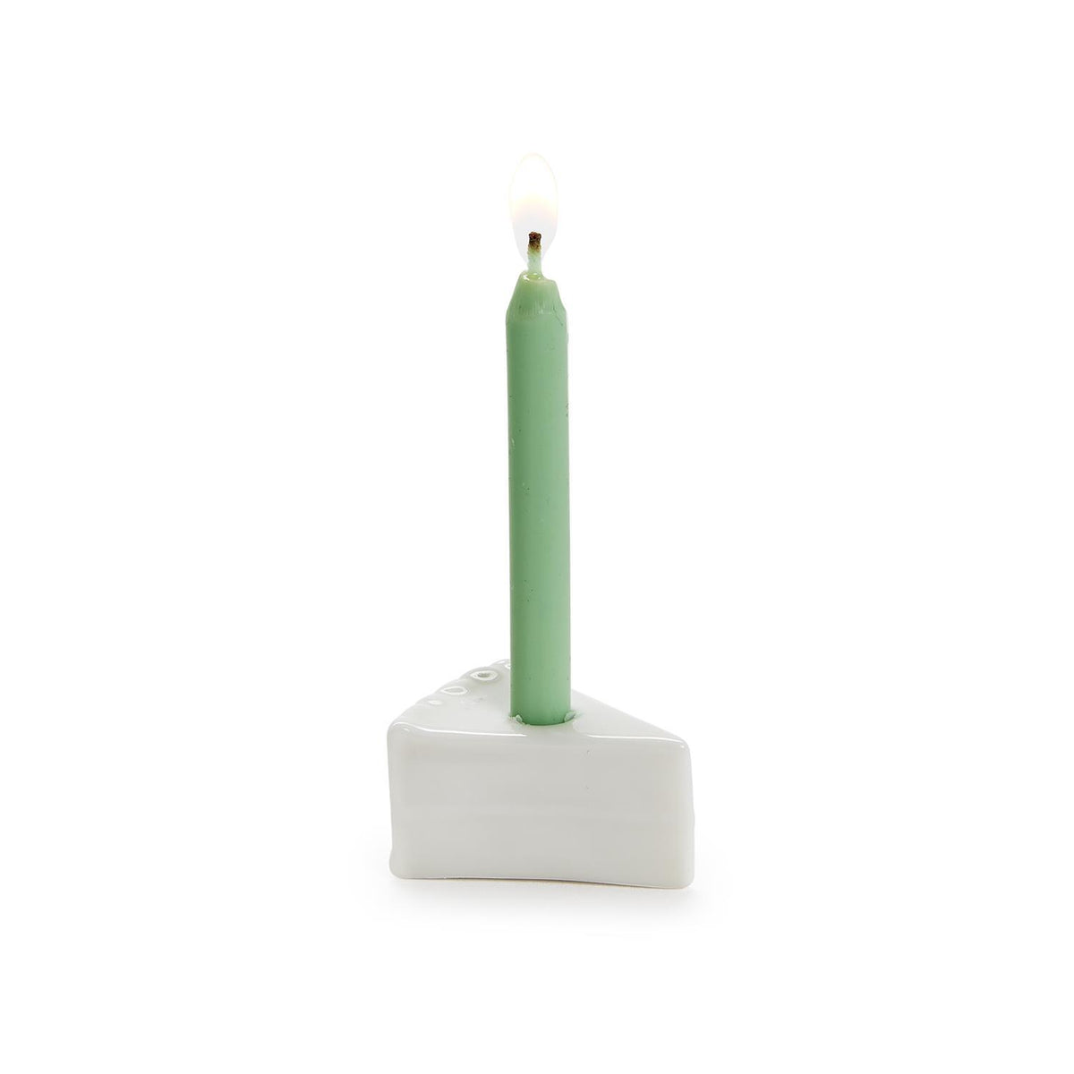 May All Your Wishes Come True Slice of Cake with Candle Figurine