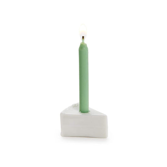 May All Your Wishes Come True Slice of Cake with Candle Figurine