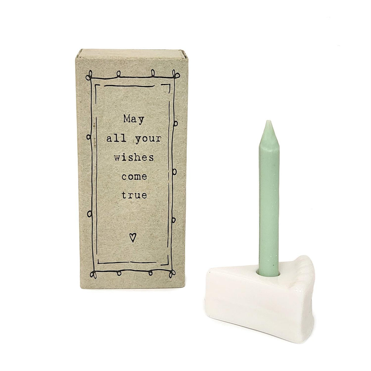 May All Your Wishes Come True Slice of Cake with Candle Figurine