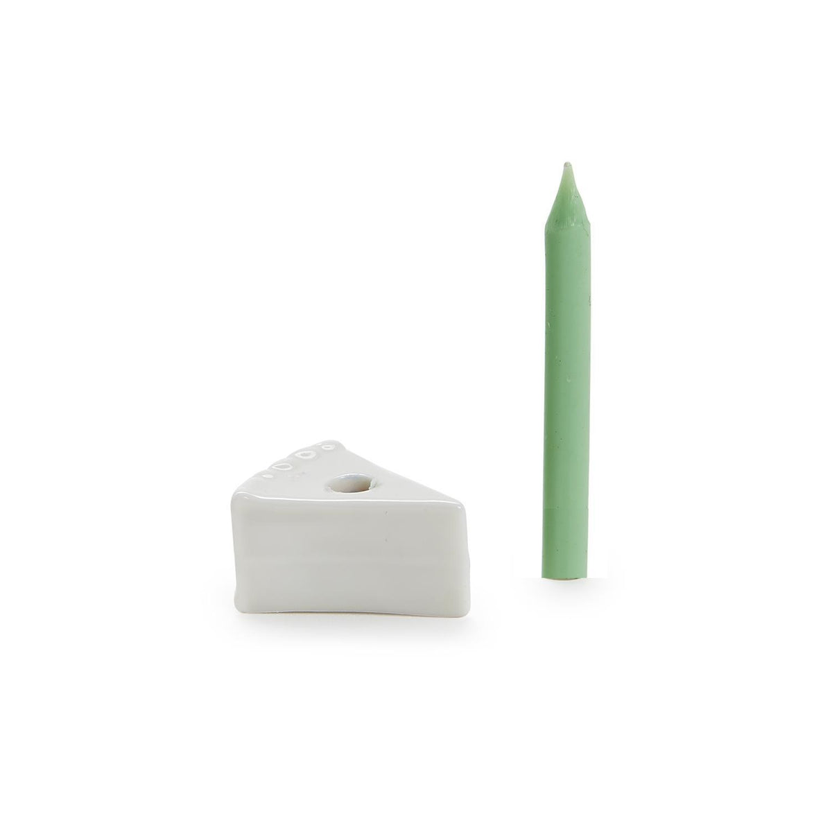 May All Your Wishes Come True Slice of Cake with Candle Figurine