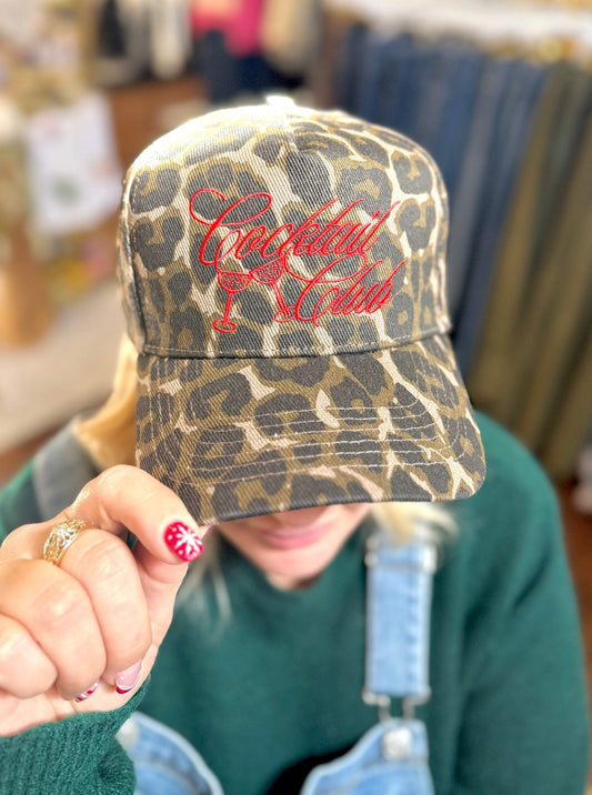 Cocktail Club Leopard Vintage Trucker Hat