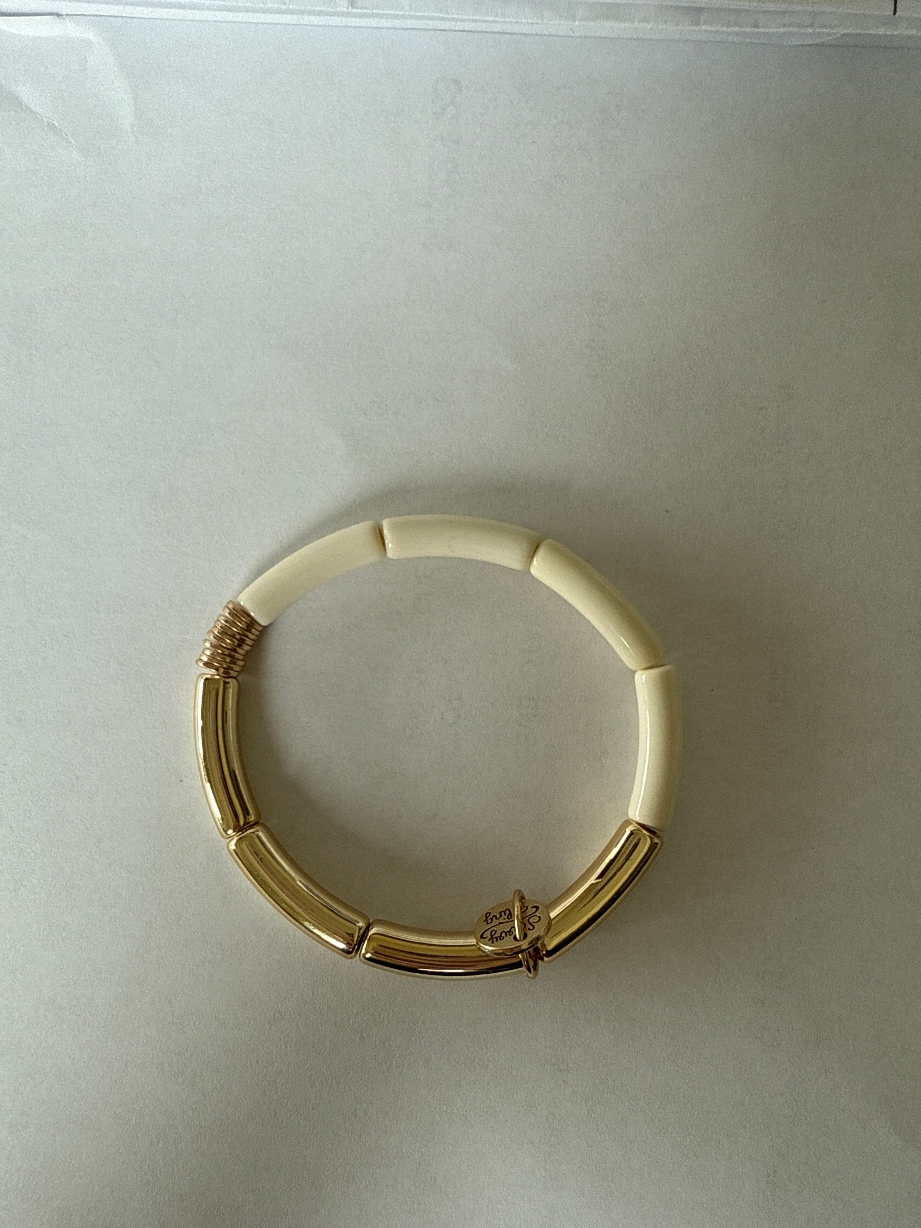 Small Gold Acrylic Bamboo Tube Bracelet