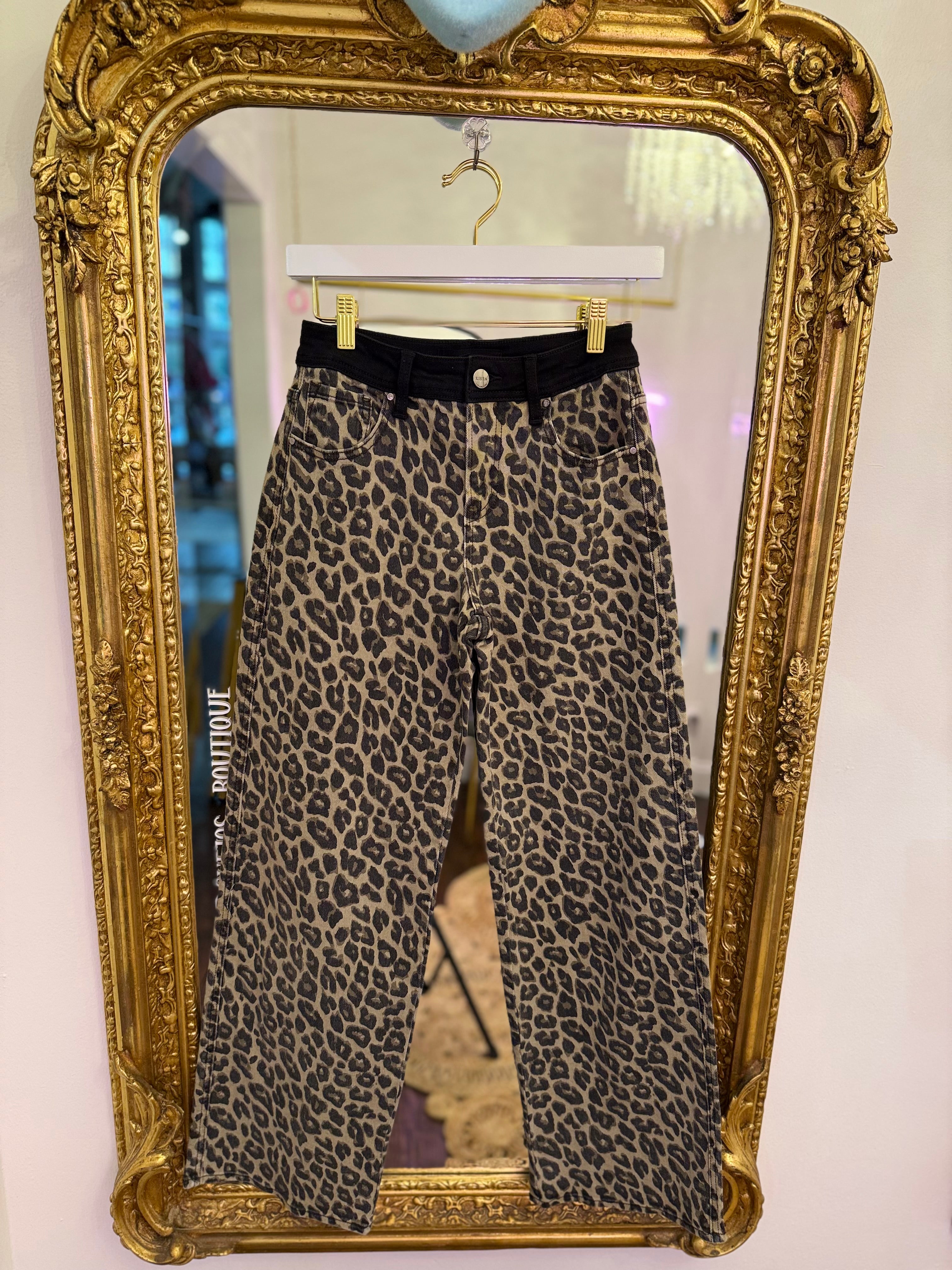 Lainey Leopard Straight Leg Jeans | Plus Size Jeans