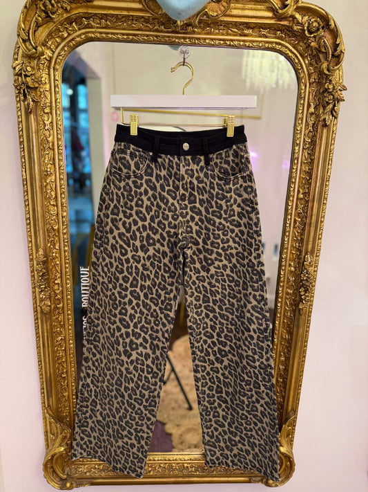 Lainey Leopard Straight Leg Jeans | Plus Size Jeans