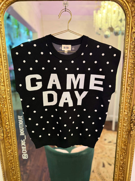 Game Day Glam Polka Dot Sleeveless Top