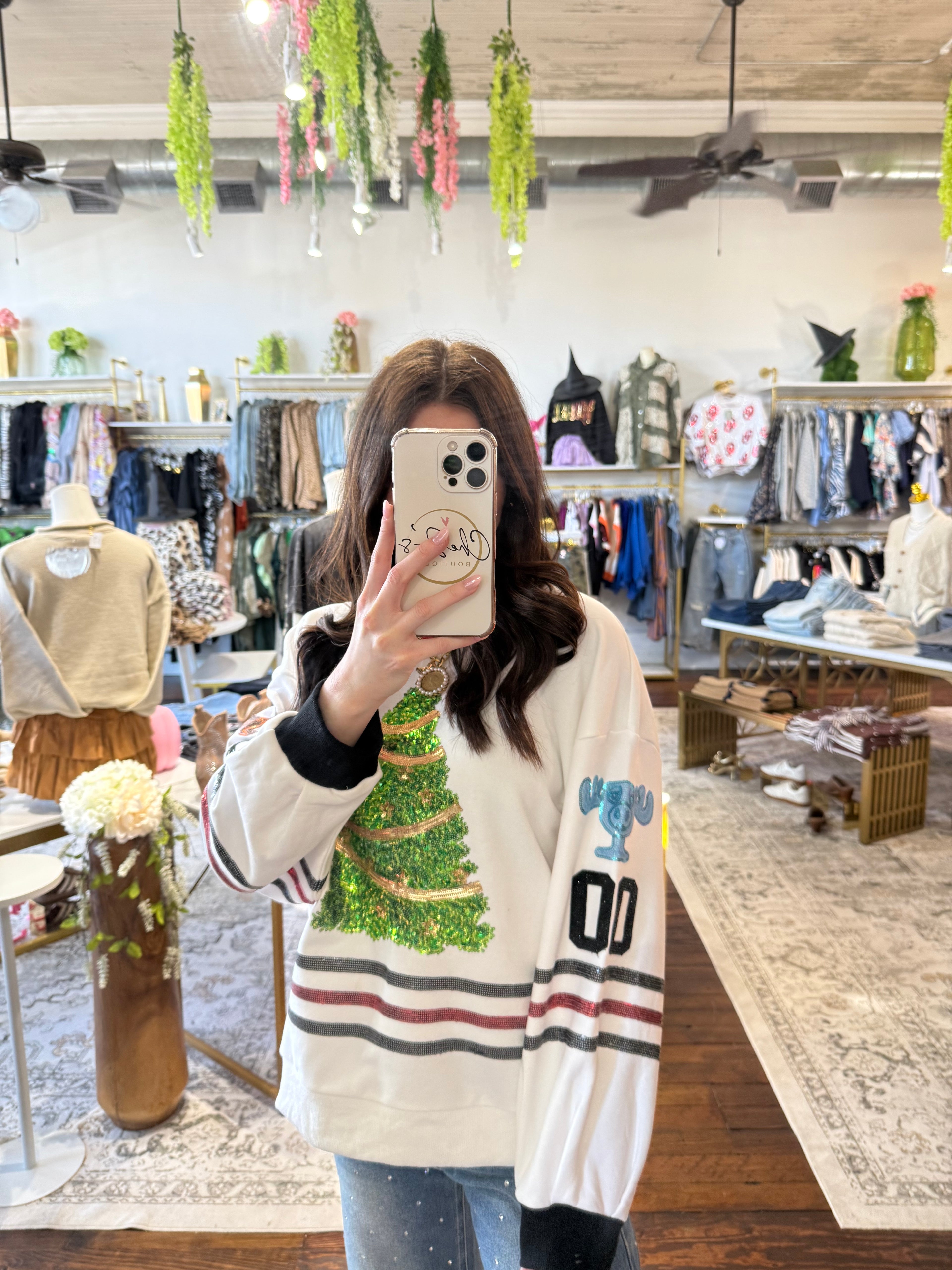 White Clark Griswold Jersey Sweatshirt | Queen of Sparkles