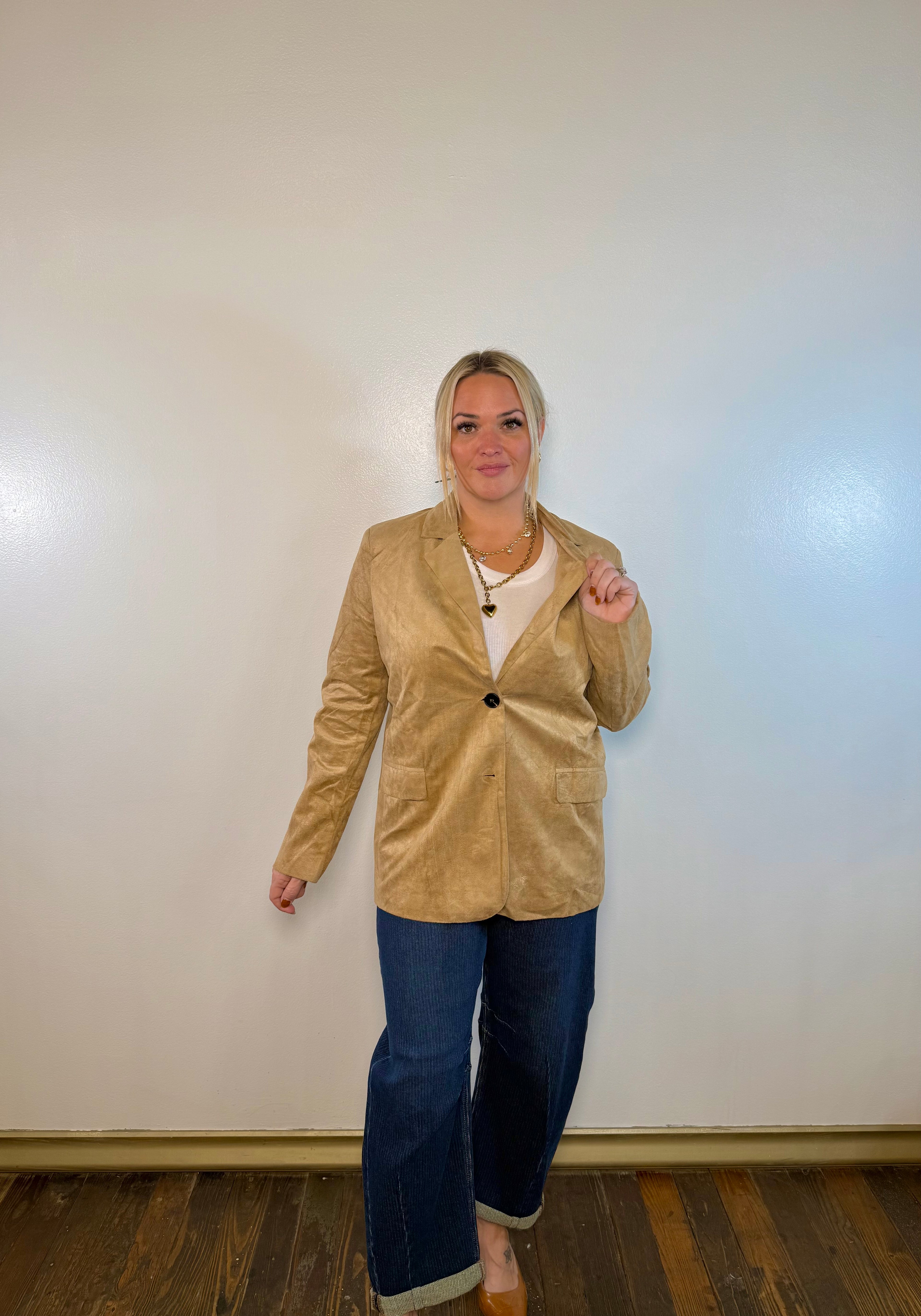 Lydia Suede Taupe Blazer