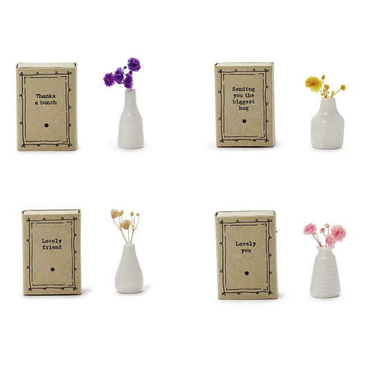 Lovely Flowers Porcelain Matchbox Vase