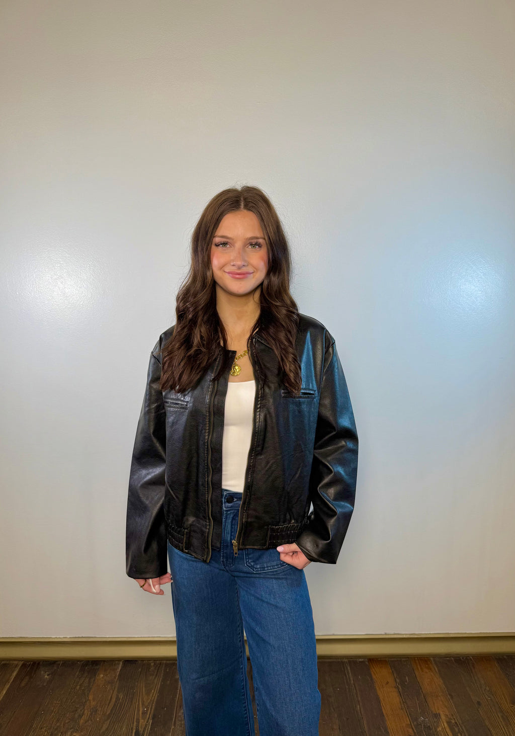 Zion Washed Leather Zip Up Jacket