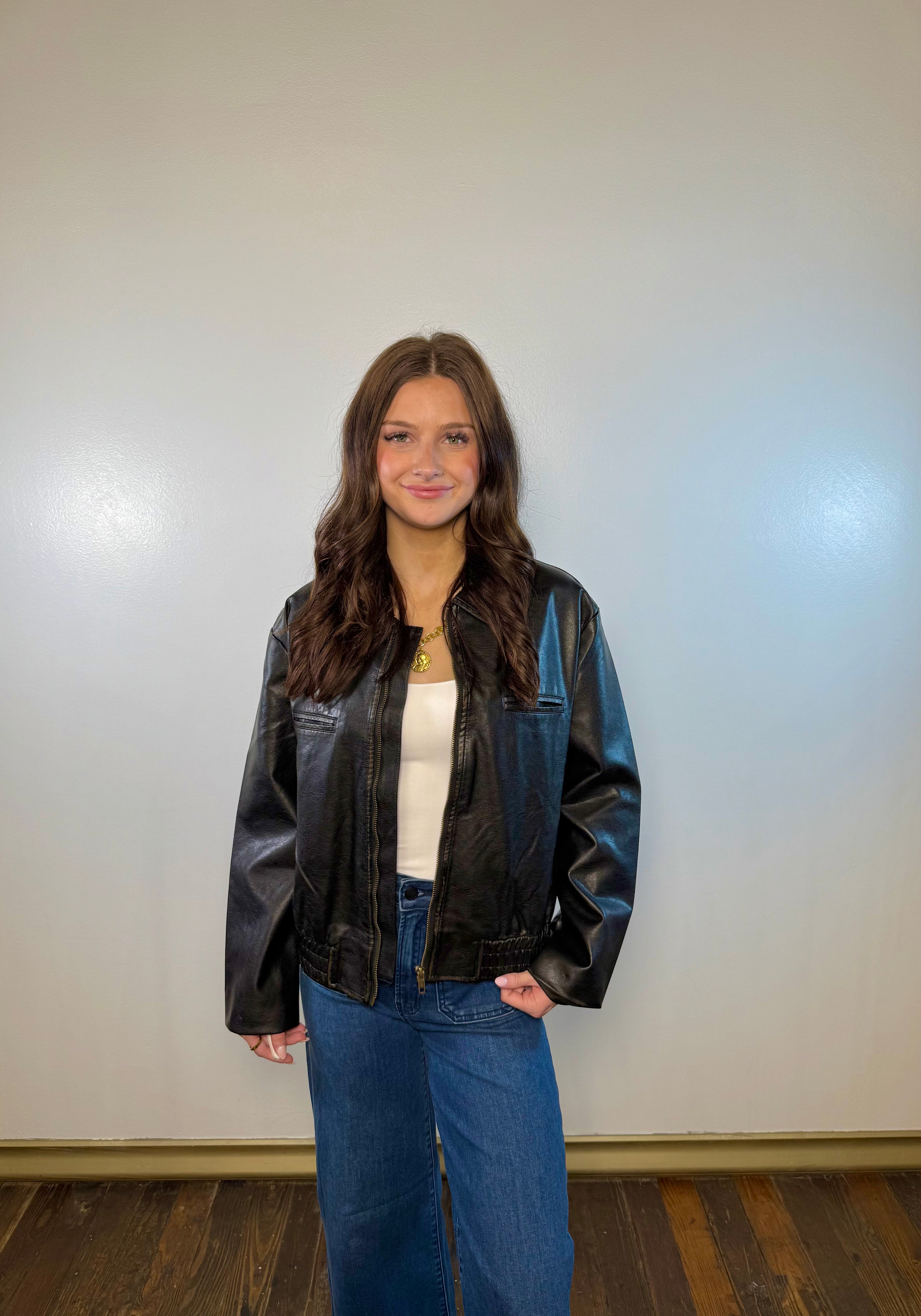 Zion Washed Leather Zip Up Jacket