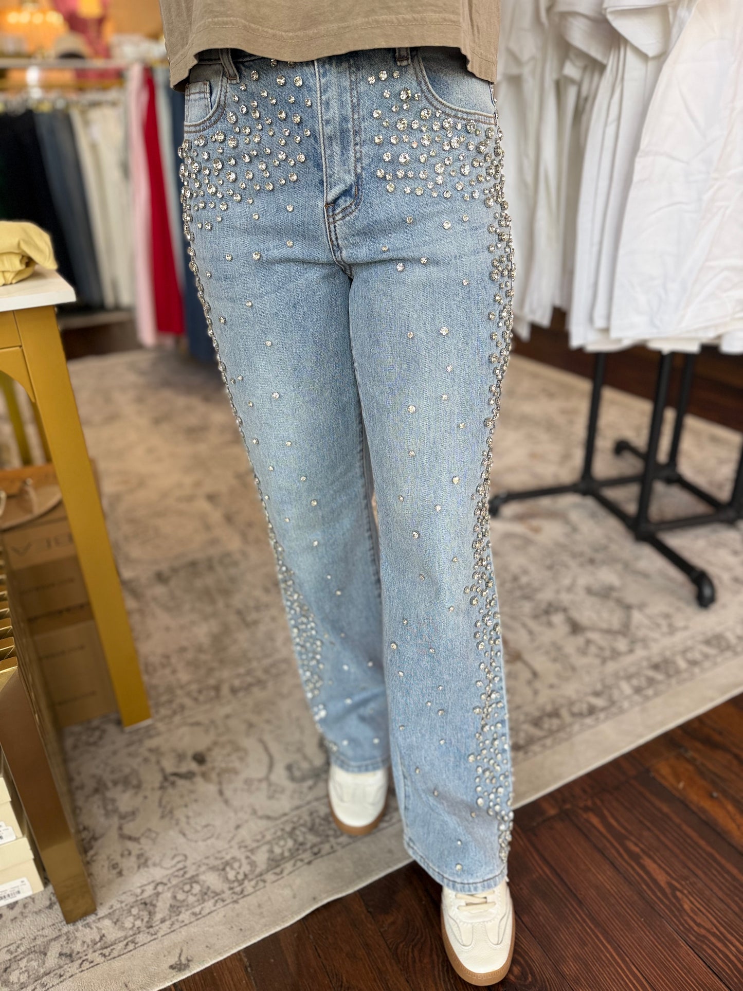 Glam Girl Embellished Wide Leg Jeans