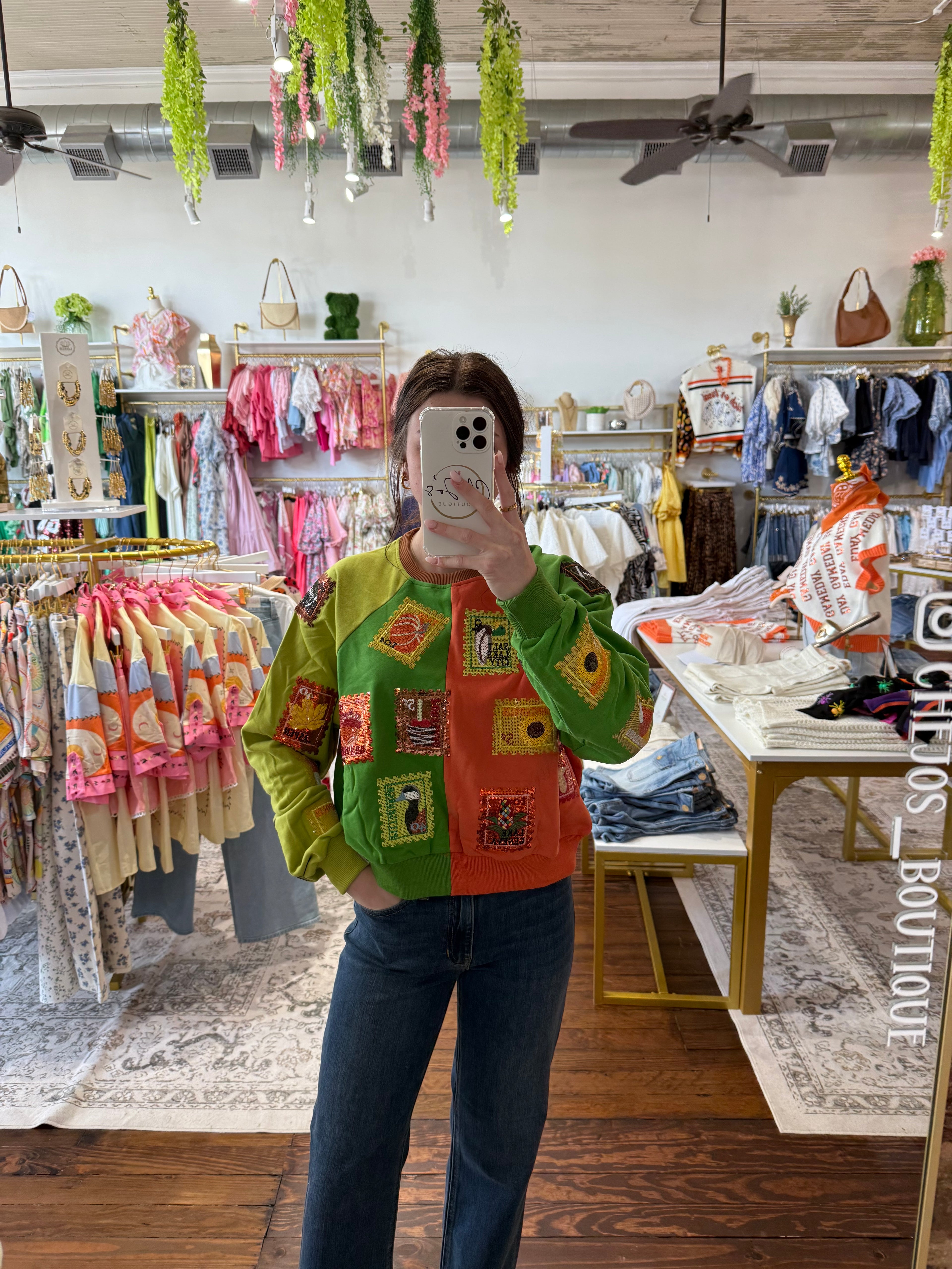 Colorblock Fall Stamp Sweatshirt | Queen of Sparkles