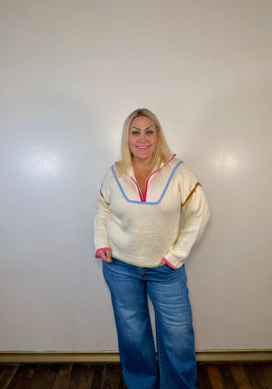 Cozy Days Binding Half Zip Sweater