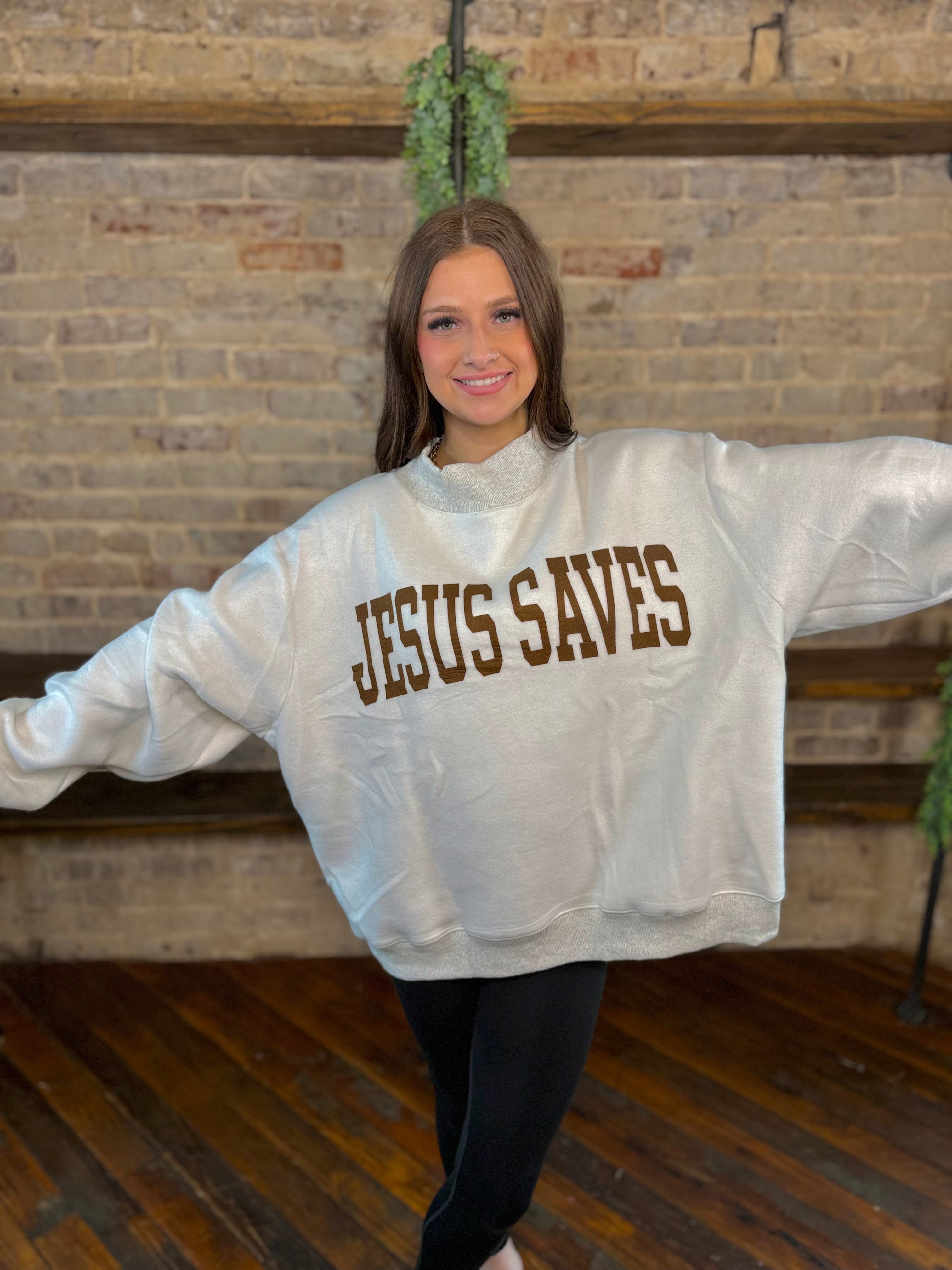 Reversible Jesus Saves Mock Neck Sweatshirt