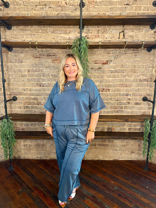 Mineral Washed Barrel Pant Set | PLUS SIZE AVAILABLE