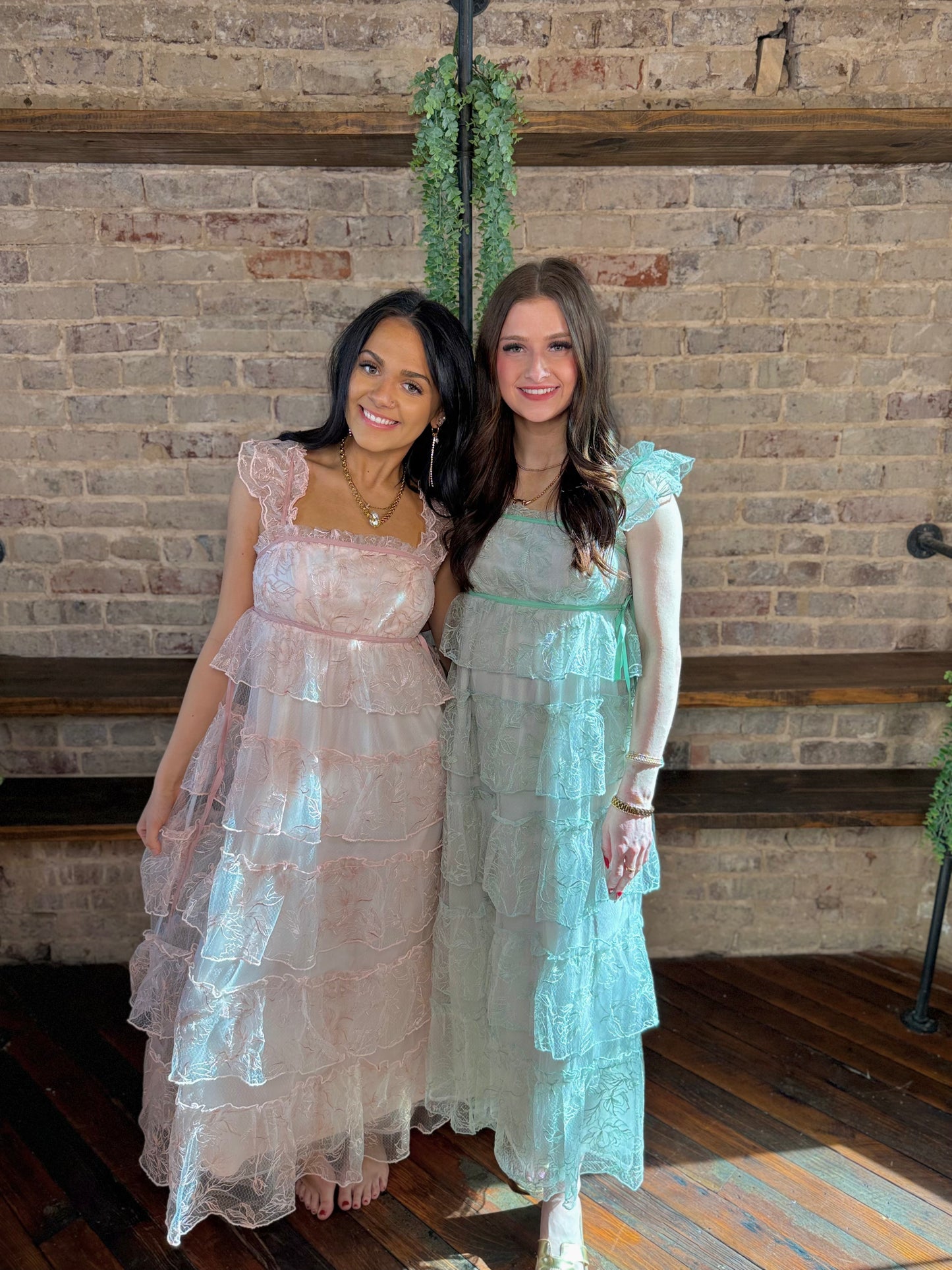 Delicate Floral & Lace Embroidered Maxi Dress