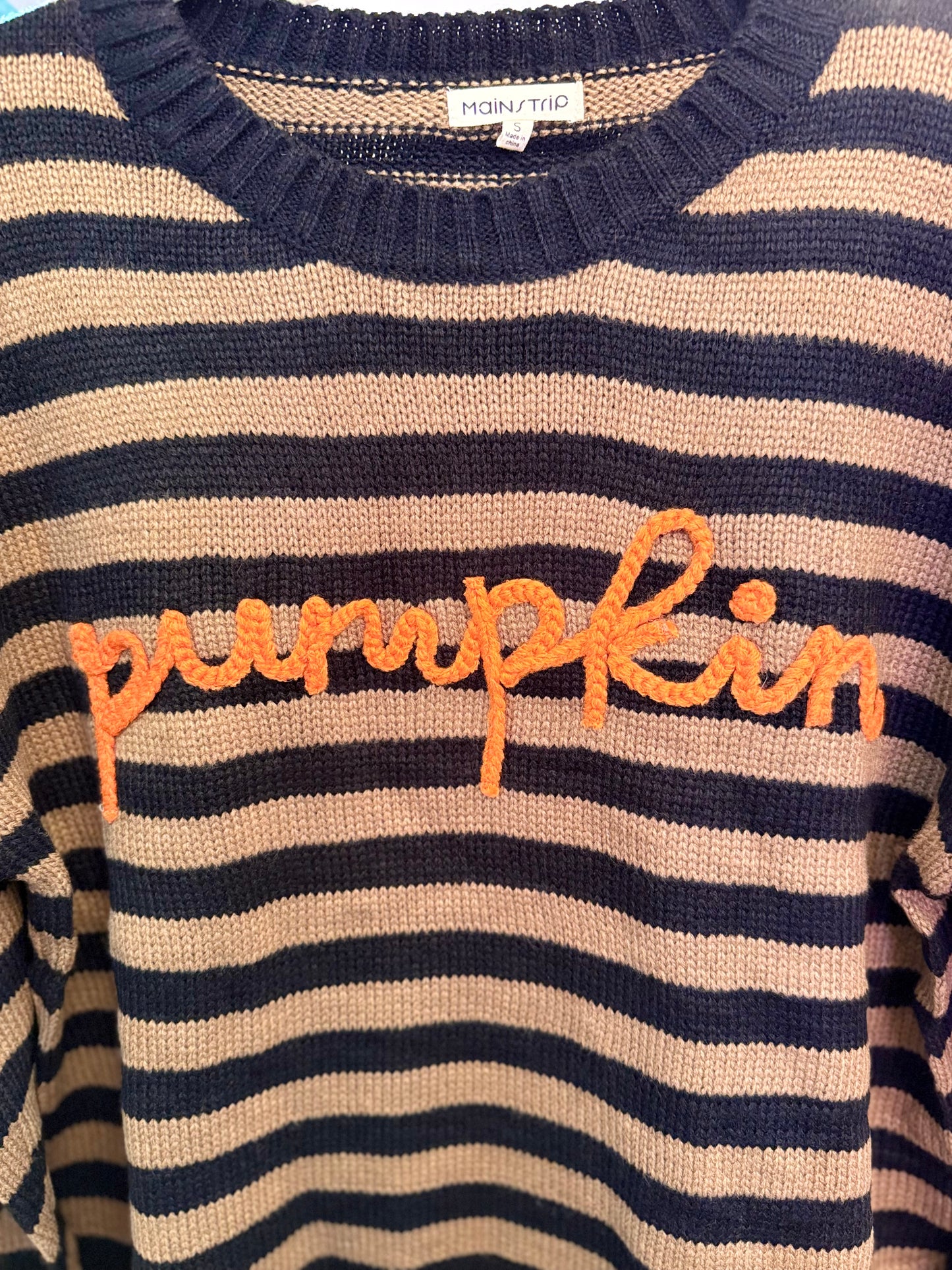 Pumpkin Script Stripe Knit Sweater