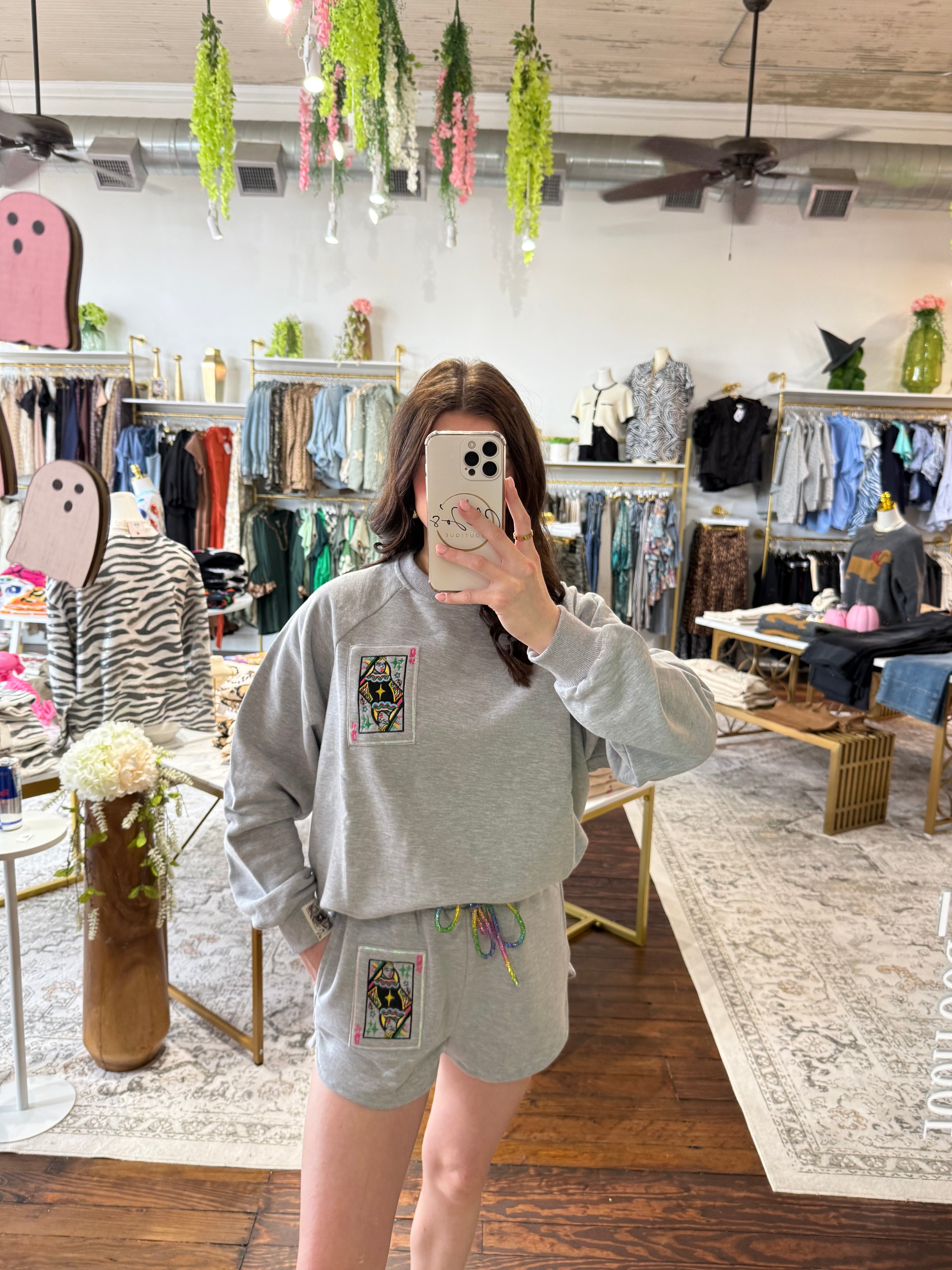 Grey Rainbow Tie Logo Sweatshirt | Queen of Sparkles