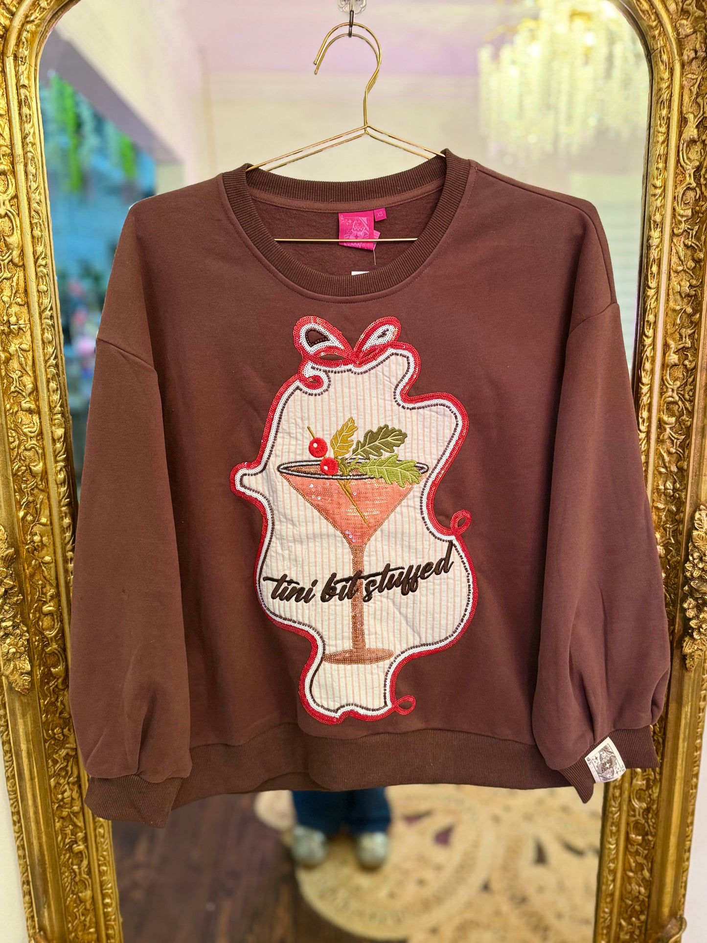 Maroon 'Tini Bit Stuffed' Sweatshirt | Queen of Sparkles