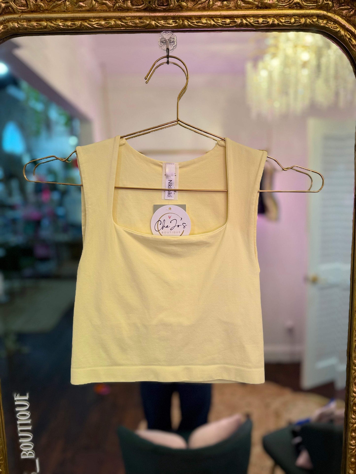 Kourtney Clean Line Square Neck Tank Top - O/S
