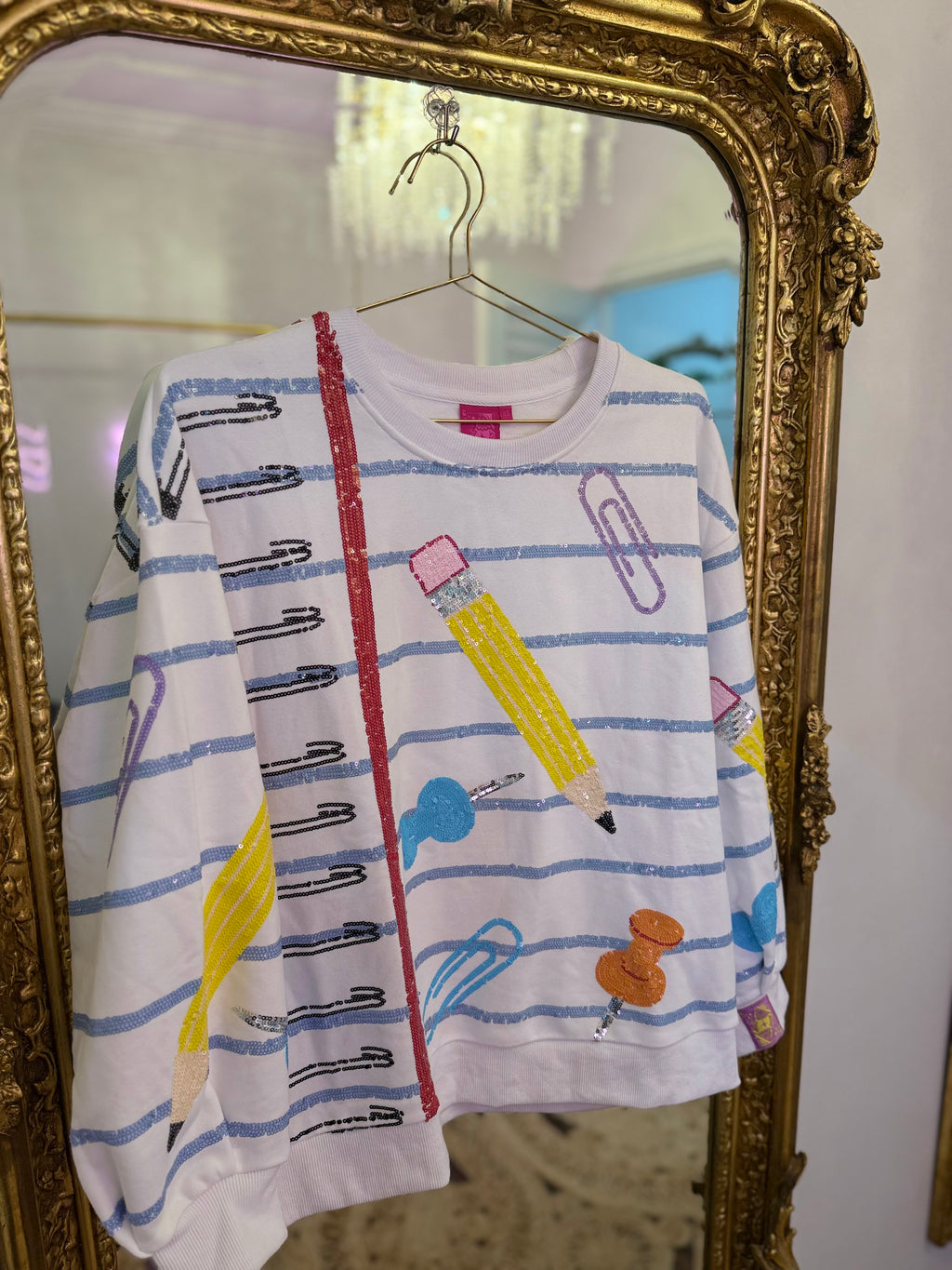 White Notebook Paper & School Supplies Sweatshirt