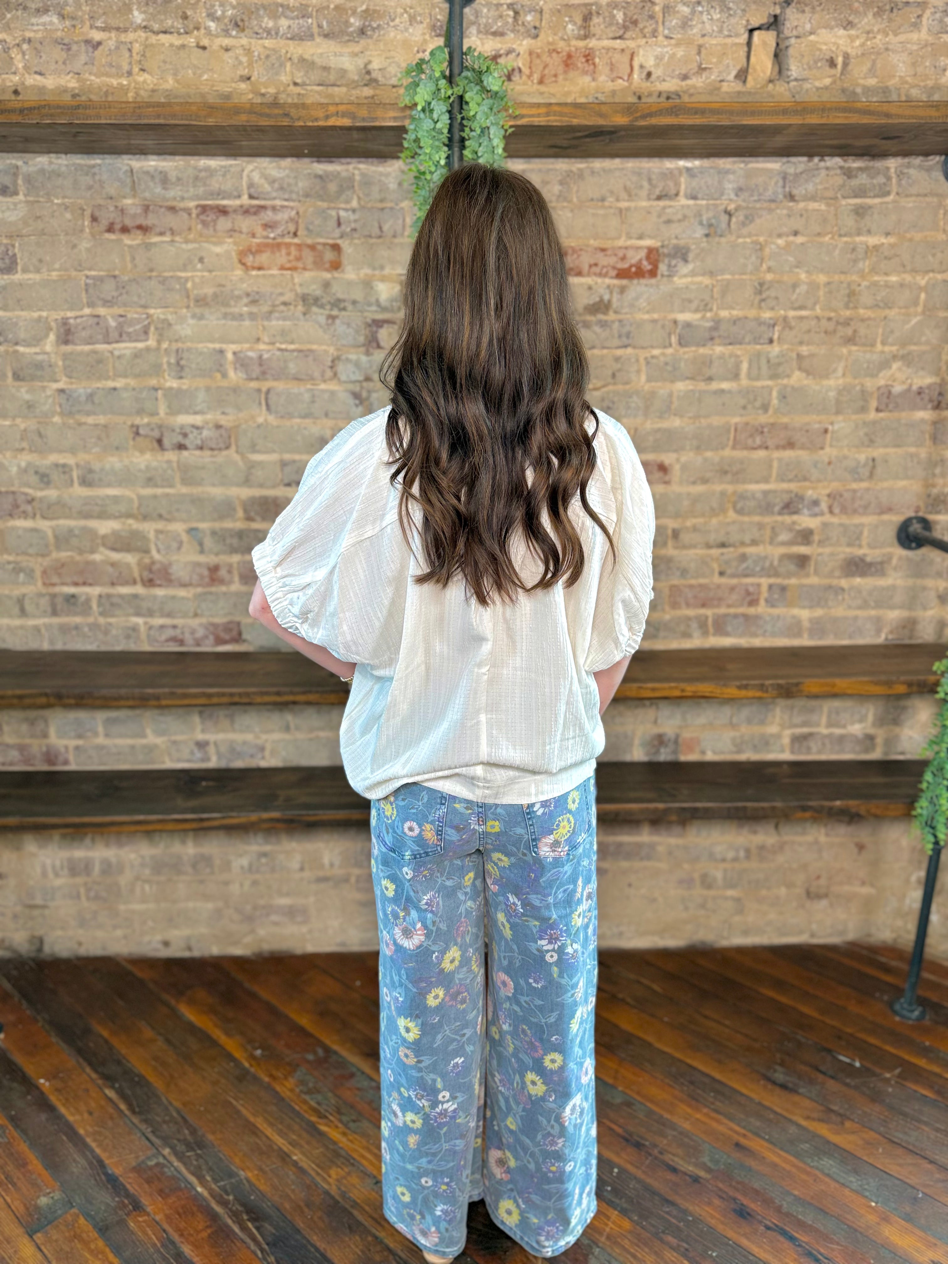 Evie Floral Wide Leg Twill Pants
