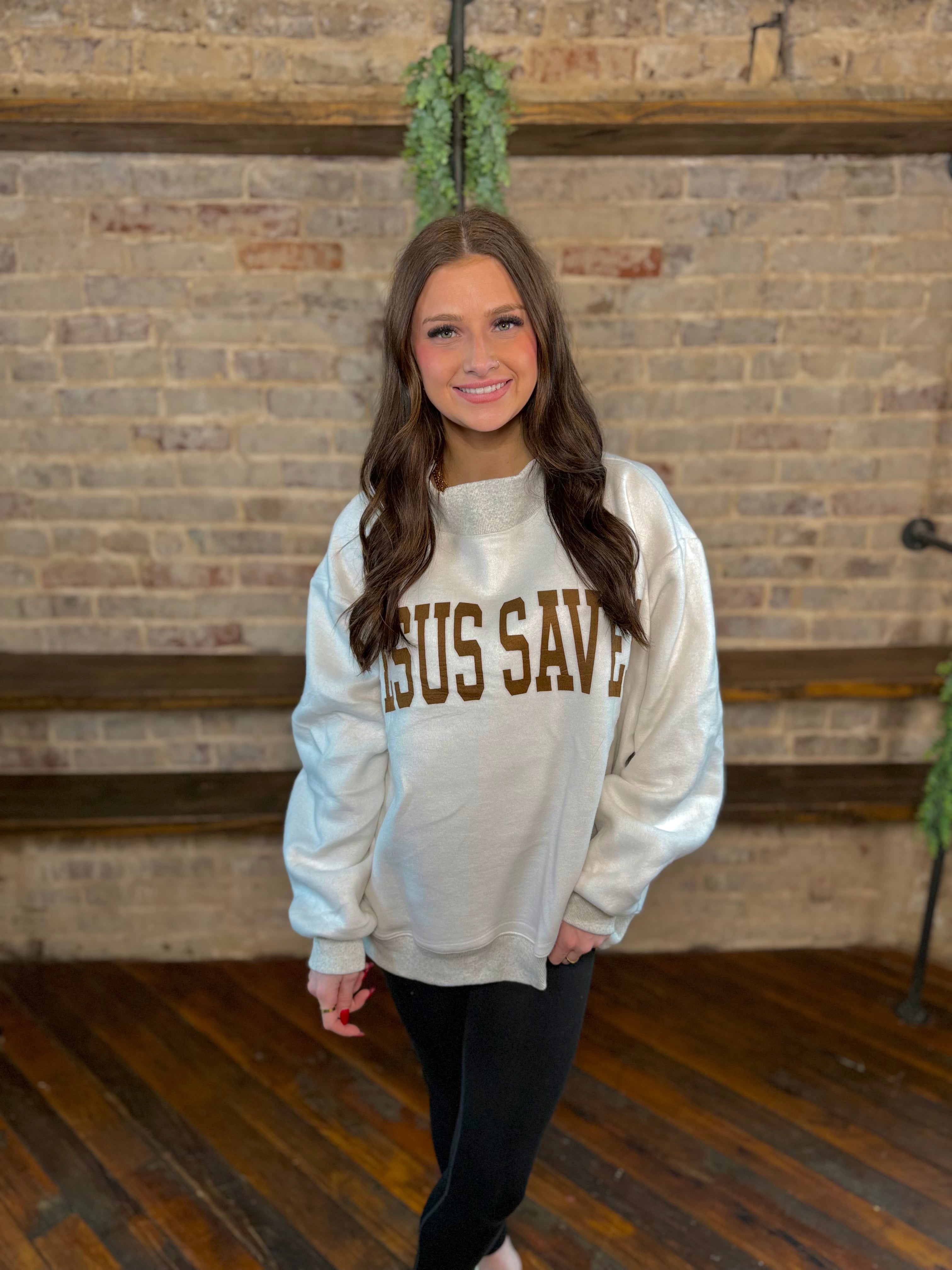 Reversible Jesus Saves Mock Neck Sweatshirt