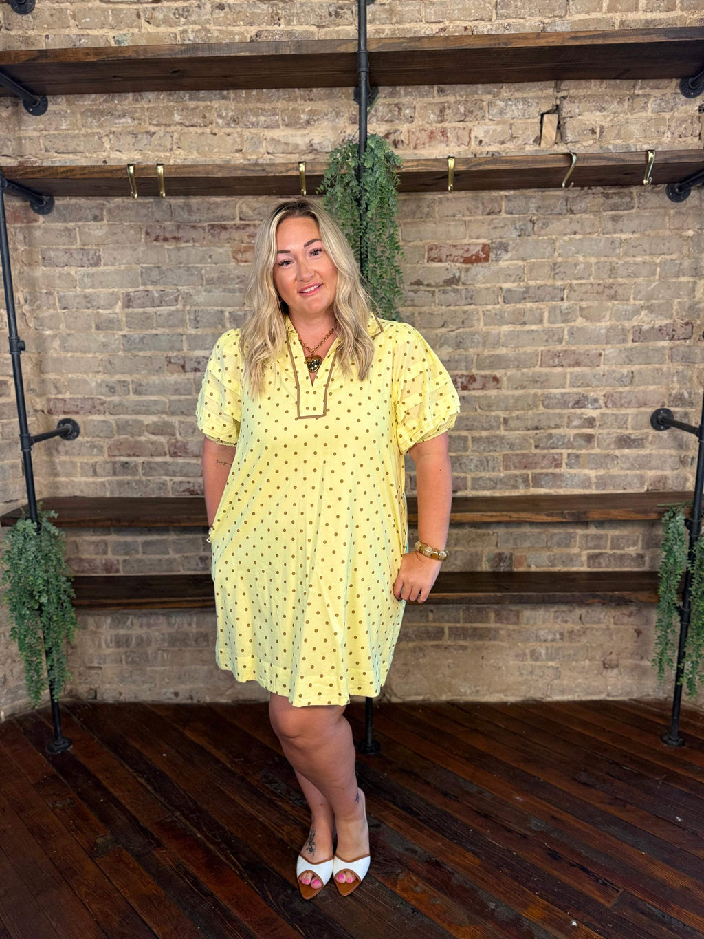 PLUS SIZE | Polka Dot Puff Short Dress
