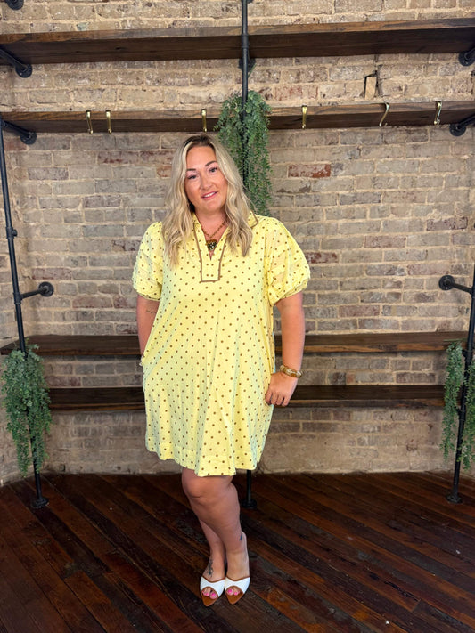 PLUS SIZE | Polka Dot Puff Short Dress
