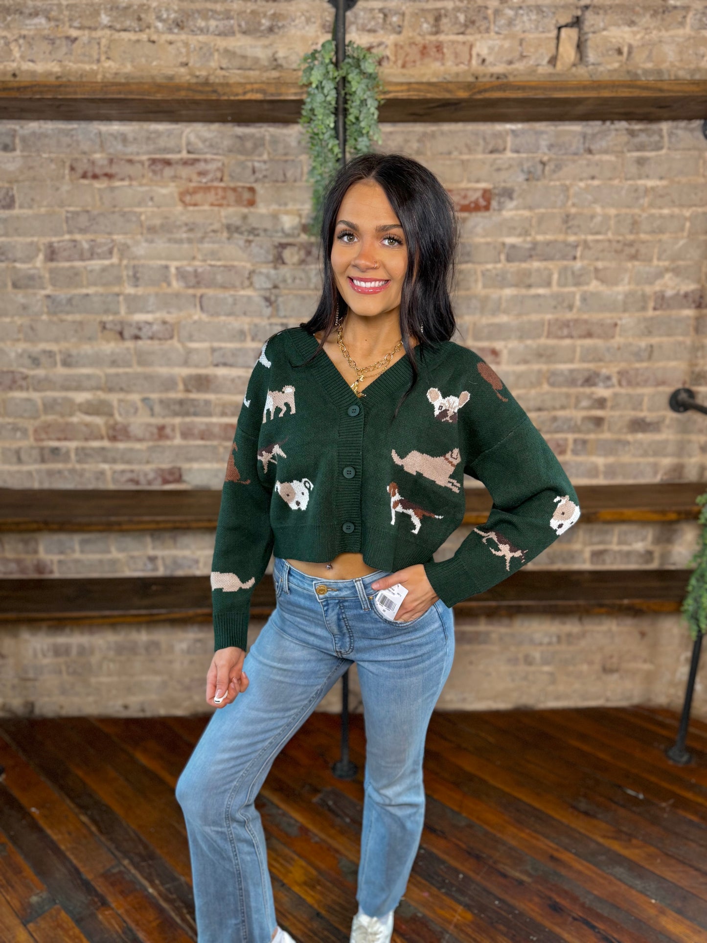 Multi Dog Button Up Cardigan