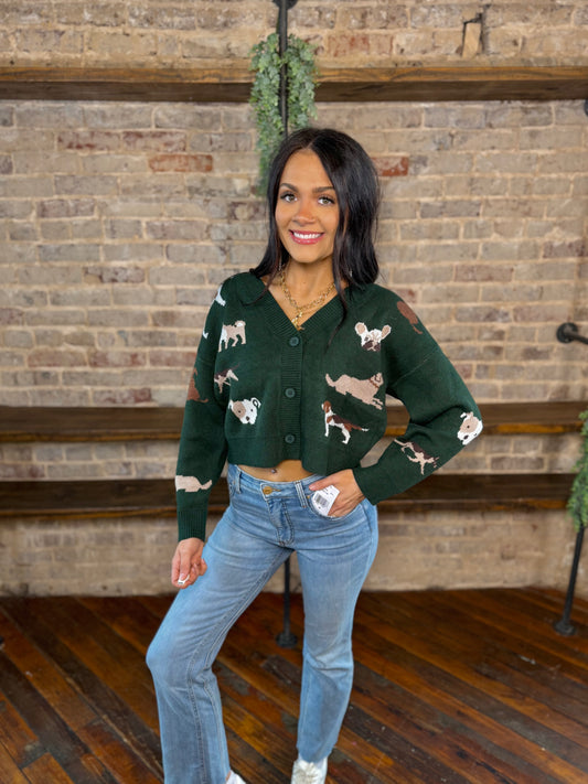Multi Dog Button Up Cardigan