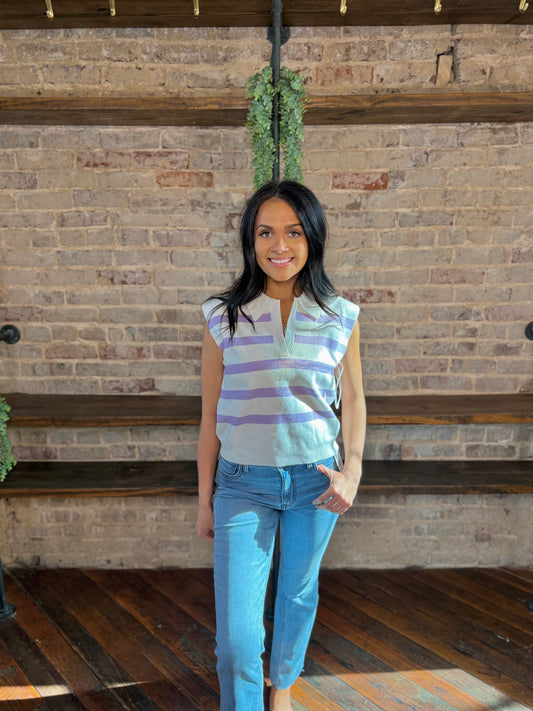 Valley Striped Sleeveless Knit Top