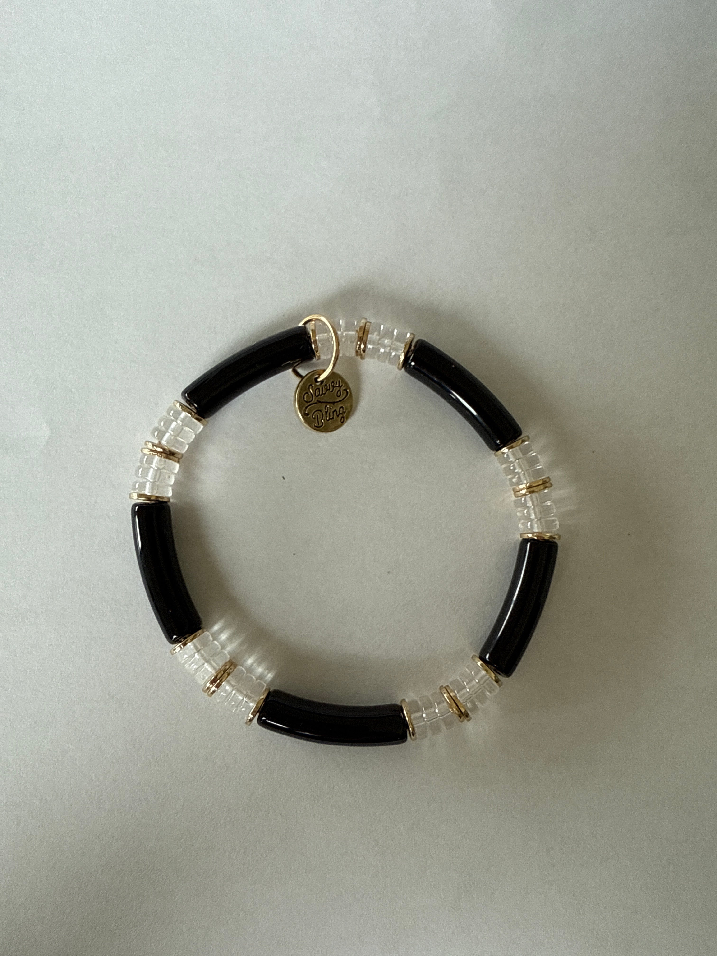 Small Gold Acrylic Bamboo Tube Bracelet