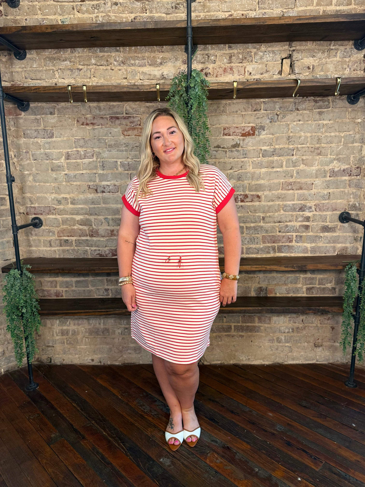 PLUS SIZE | Red Stripe Dress