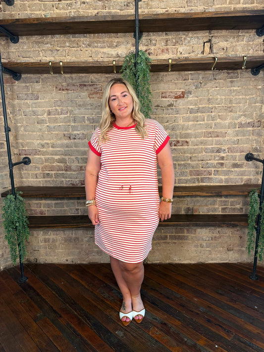 PLUS SIZE | Red Stripe Dress